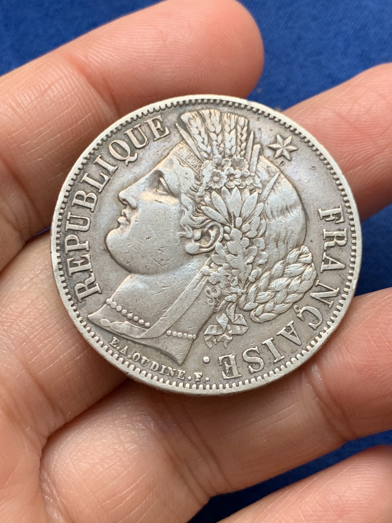 《竞宝斋》第242场-周日，周一 新年开场 (全场包邮) 法国1850年谷物女神5法郎银币