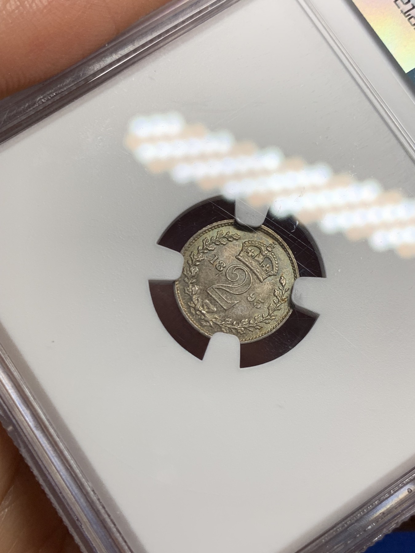 《竞宝斋》第242场-周日，周一 新年开场 (全场包邮) NGC MS64 英国1895年维多利亚批纱2便士灌足节银币