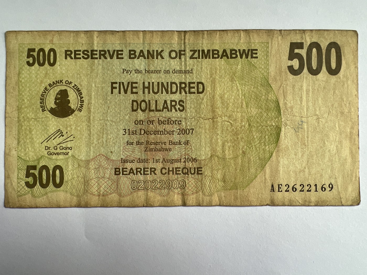 第535期  纸币专场 （无押金，捡漏，全场50包邮，偏远地区除外，接收代拍业务） 津巴布韦500