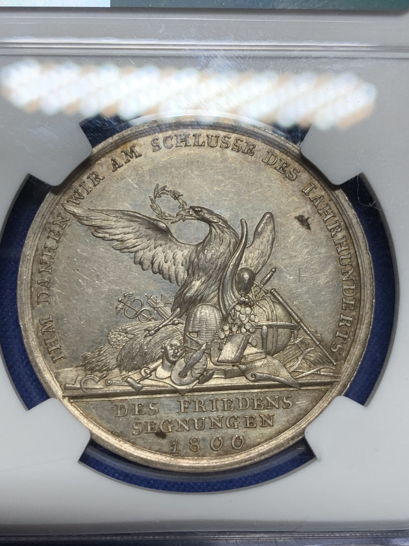 《竞宝斋》第242场-周日，周一 新年开场 (全场包邮) NGC MS62 德国 1800 普鲁士 威廉三世 新世纪 银章 高细节 难得品种