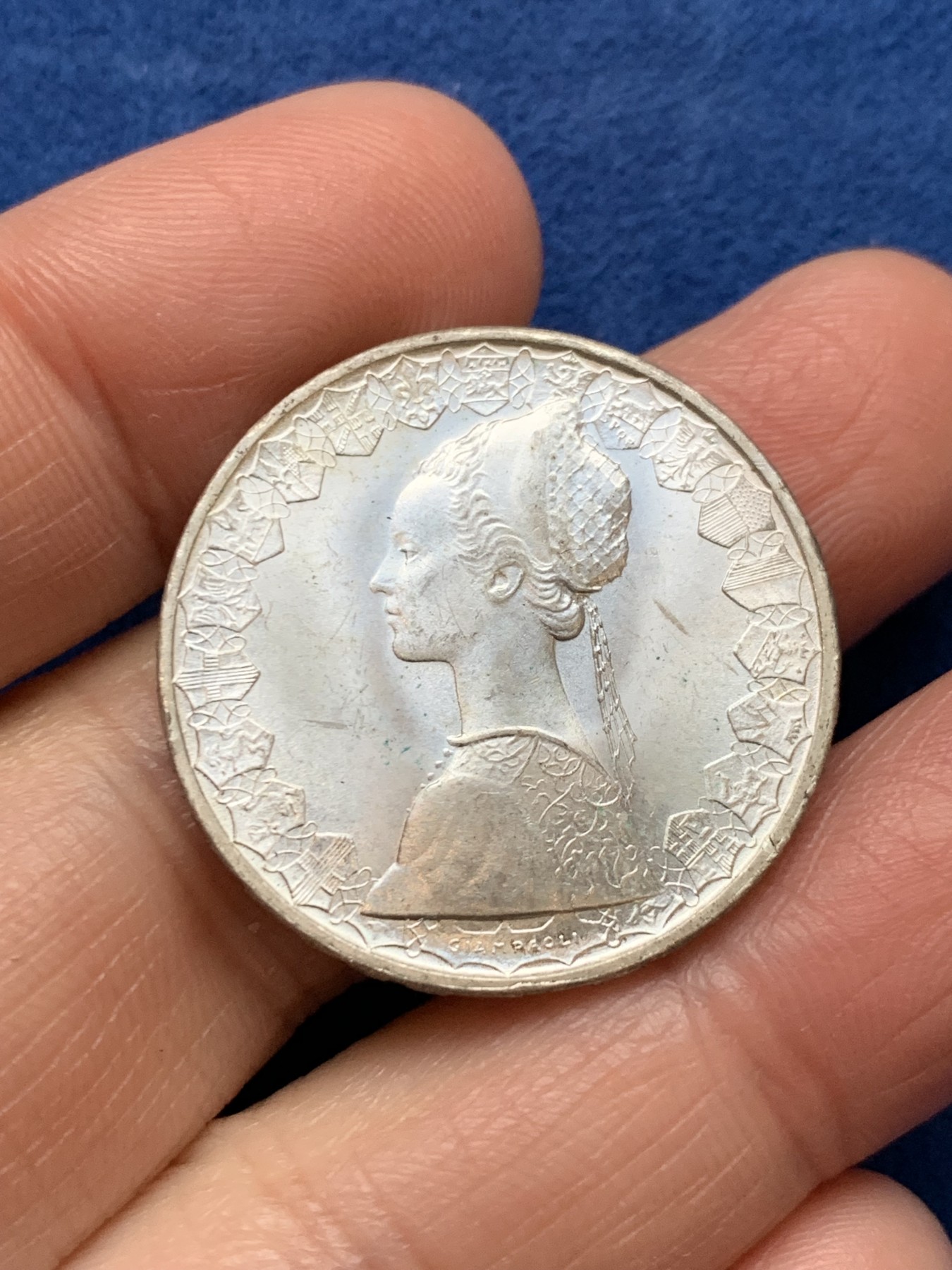 《竞宝斋》第242场-周日，周一 新年开场 (全场包邮) 意大利1966年帆船少女500里拉银币 MS状态