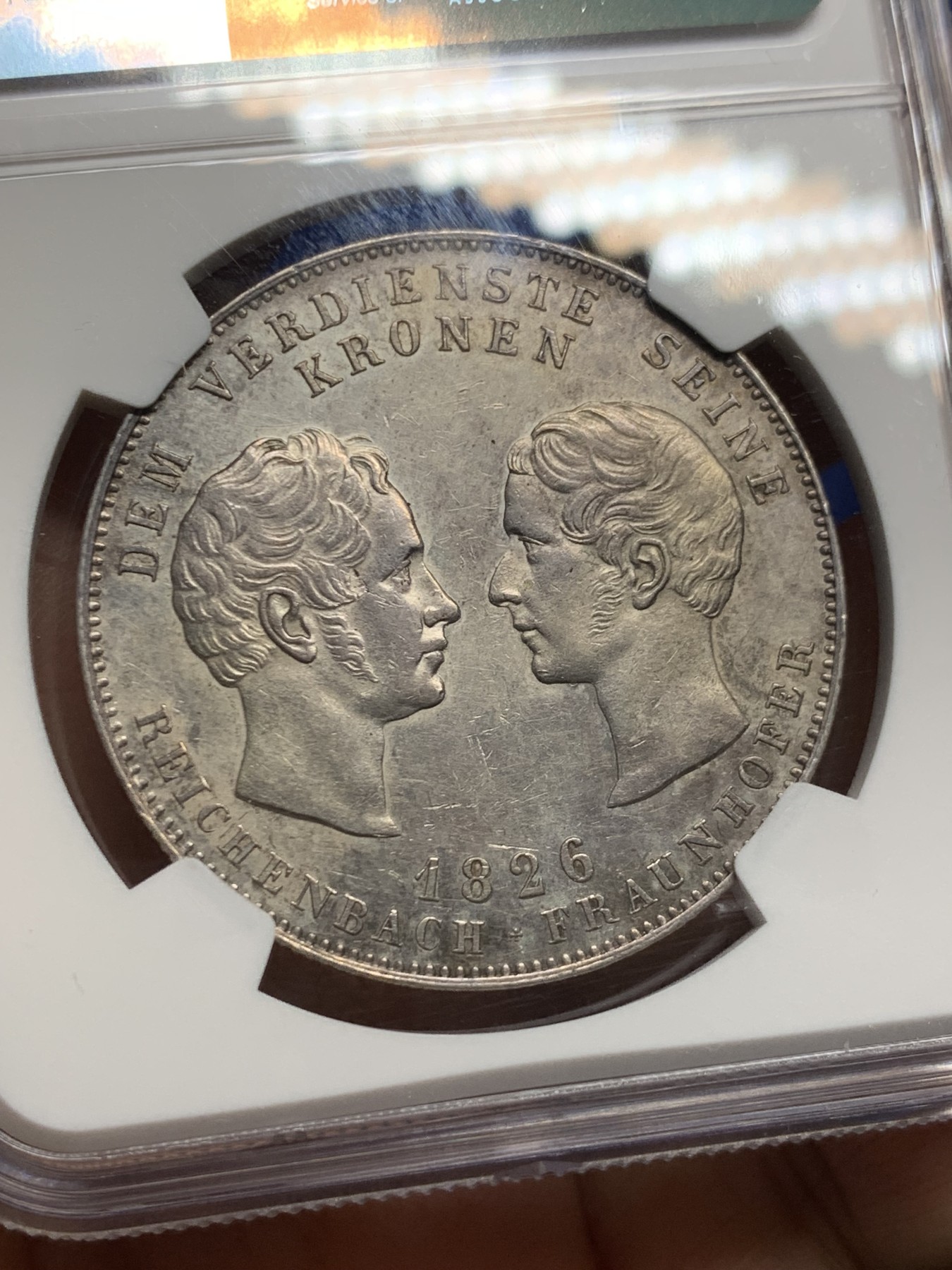 《竞宝斋》第242场-周日，周一 新年开场 (全场包邮) NGC UNC 德国 1826 巴伐利亚 赖兴巴赫和弗劳恩霍夫 泰勒大银币 底板光好带彩