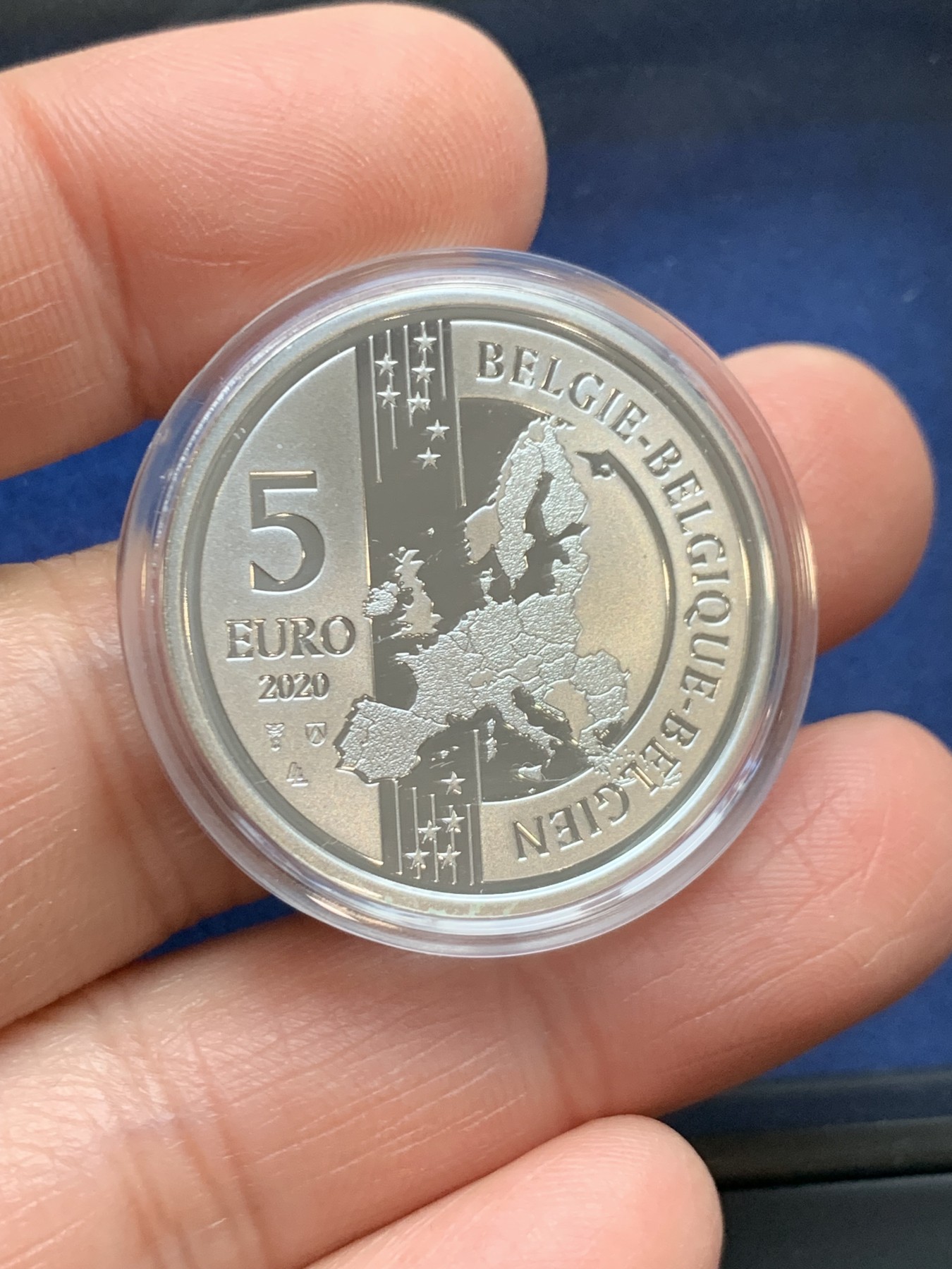 《竞宝斋》第242场-周日，周一 新年开场 (全场包邮) 比利时2020年火车背景国家地图精制银币 925银 原包装 带证书