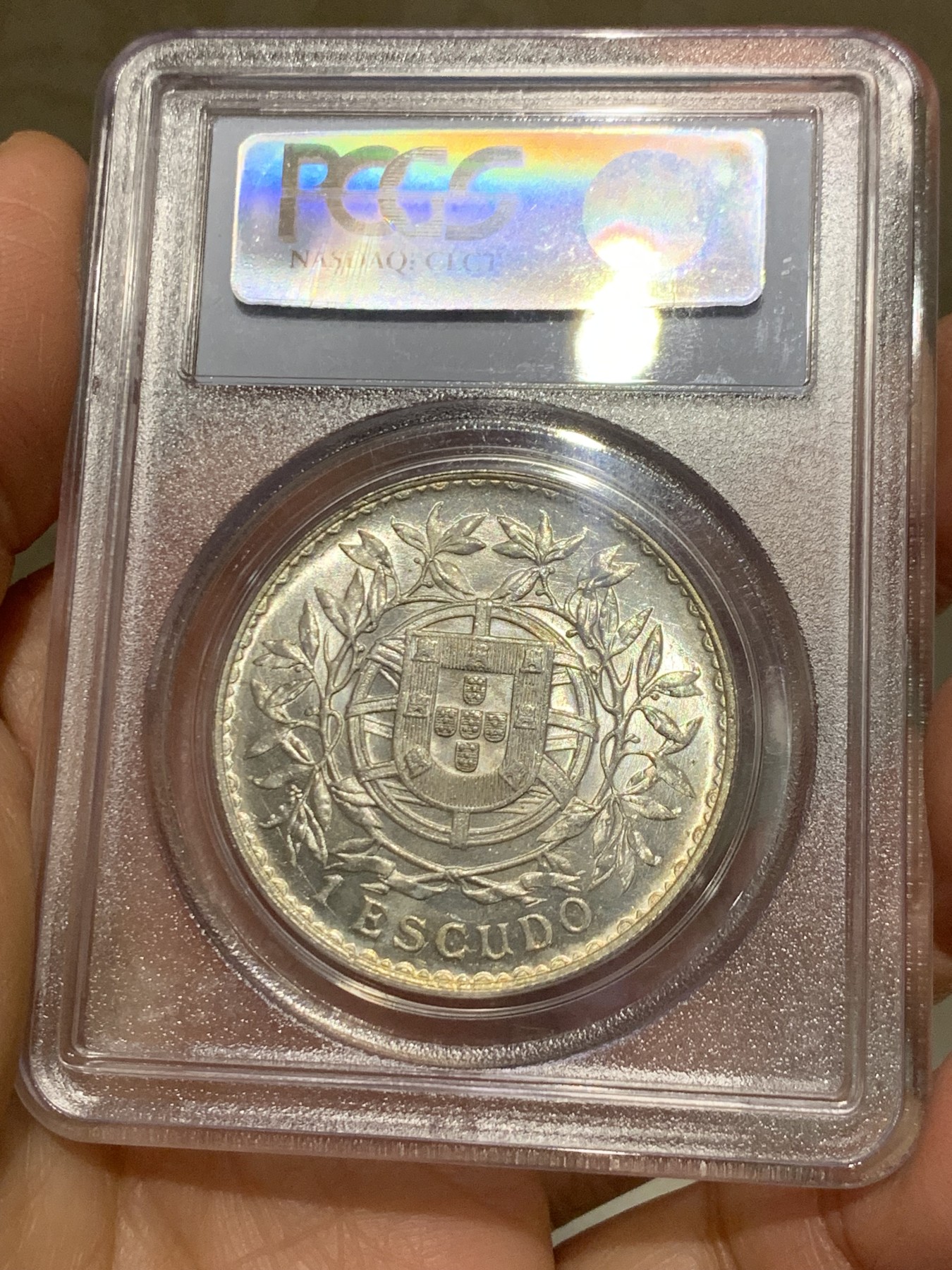 《竞宝斋》第242场-周日，周一 新年开场 (全场包邮) PCGS MS62 原光葡萄牙1916年女神1埃斯库多银币 PCGS早期白盒 状态很好