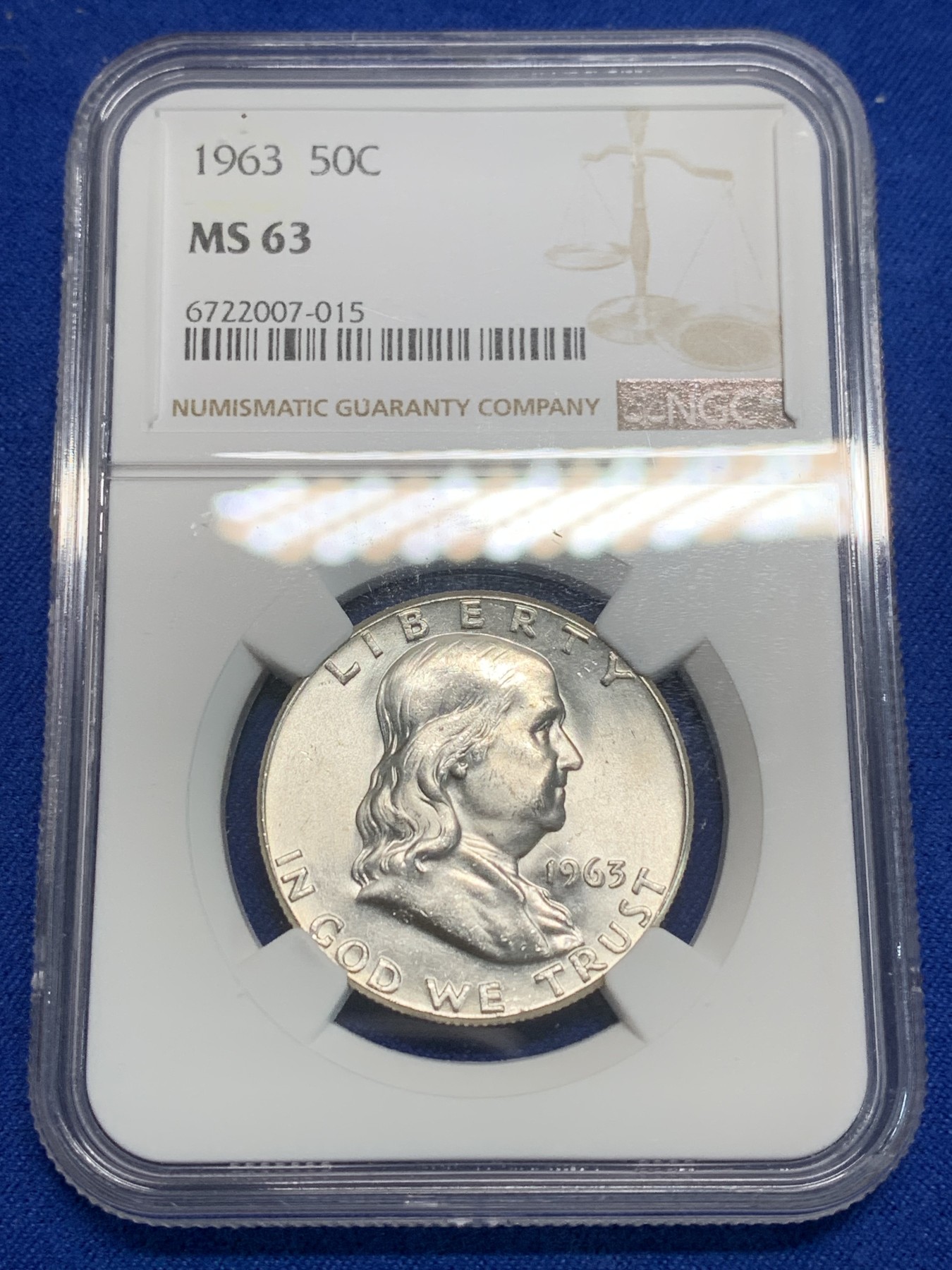 《竞宝斋》第242场-周日，周一 新年开场 (全场包邮) NGC MS63 美国1963年华盛顿大笨钟50分银币 高银版