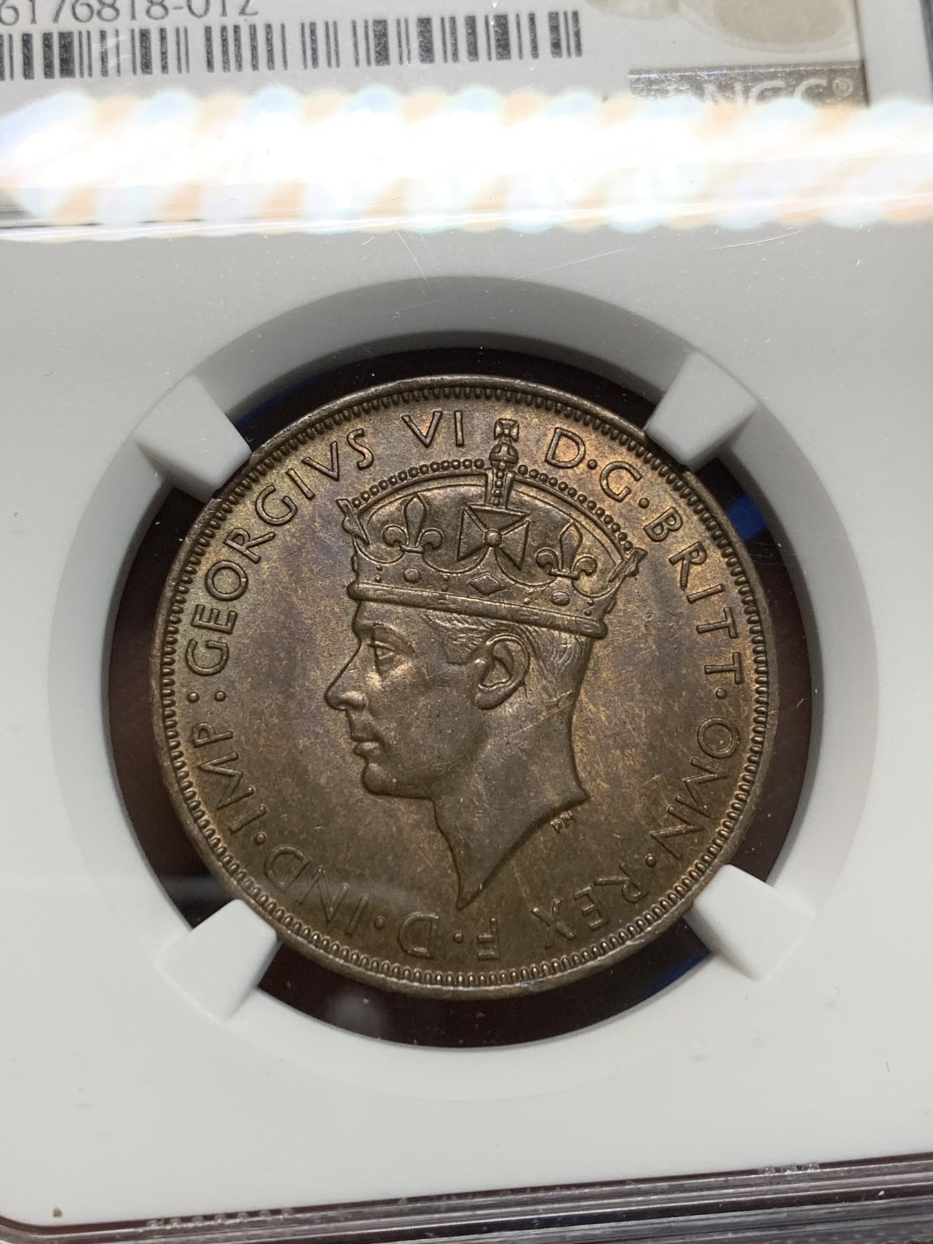 《竞宝斋》第242场-周日，周一 新年开场 (全场包邮) NGC MS64BN 1947年英属泽西岛乔六1/12先令铜币 亚军分