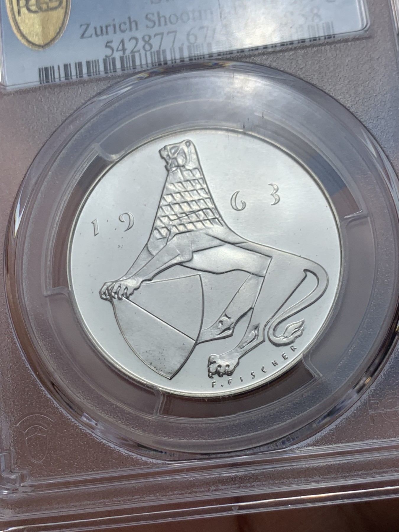 《竞宝斋》第242场-周日，周一 新年开场 (全场包邮) PCGS MS67 瑞士 苏黎世 1963年 射击节 银章 设计简约精美