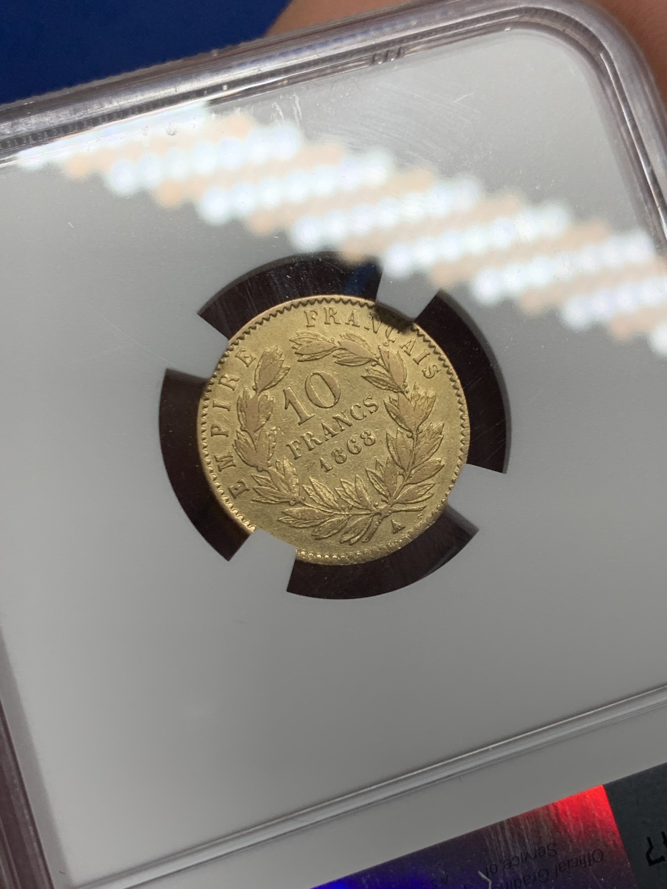 《竞宝斋》第242场-周日，周一 新年开场 (全场包邮) NGC VF30 法国1868年A版拿破仑三世10法郎金币