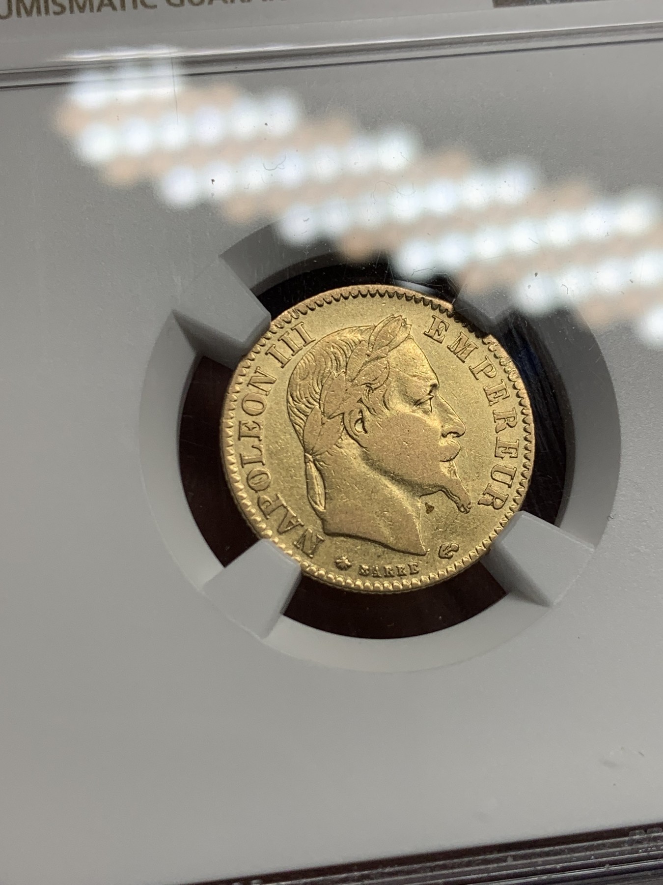 《竞宝斋》第242场-周日，周一 新年开场 (全场包邮) NGC VF30 法国1868年A版拿破仑三世10法郎金币