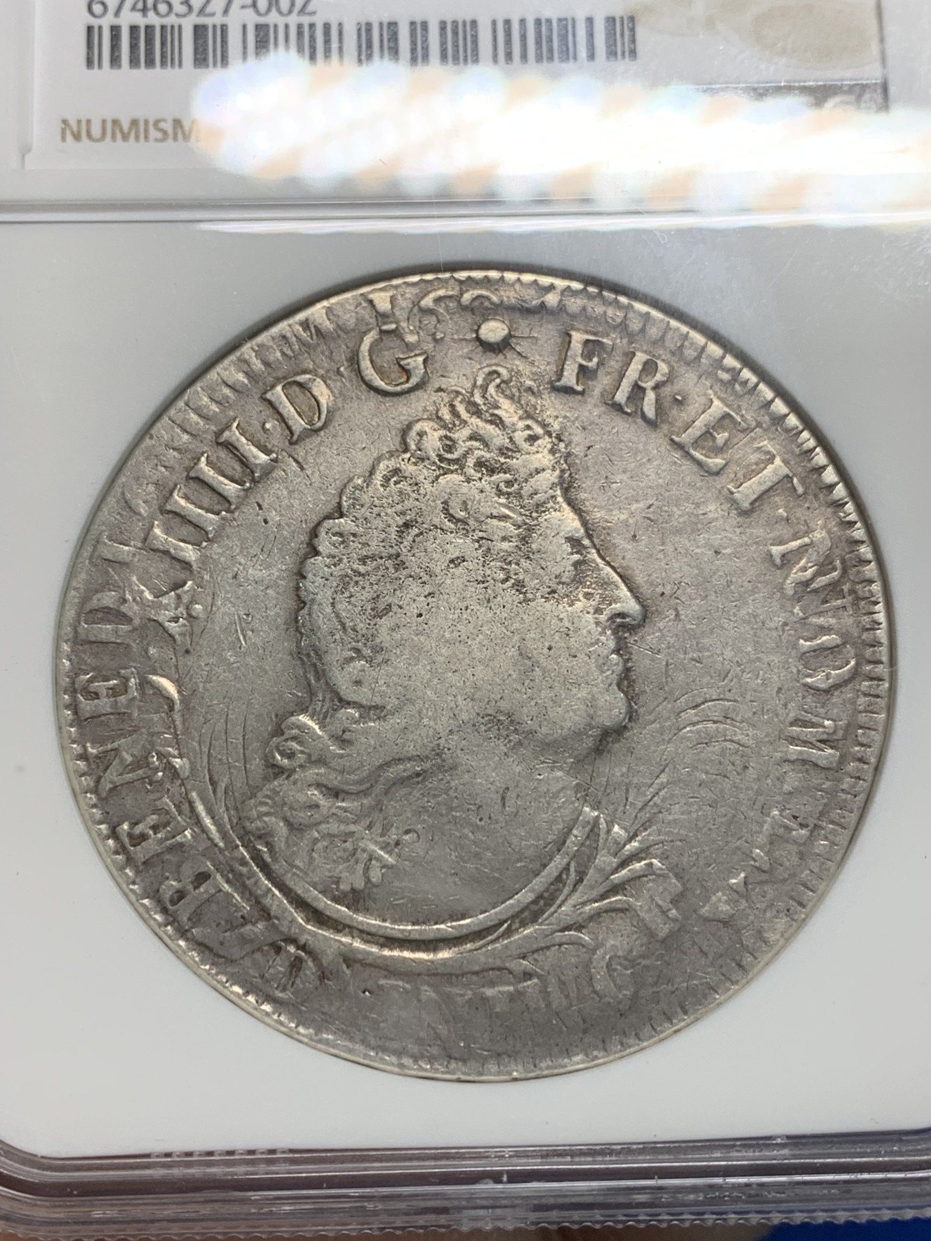 《竞宝斋》第242场-周日，周一 新年开场 (全场包邮) NGC VFD 法国1701太阳王路易十四 1埃居银币 复打明显