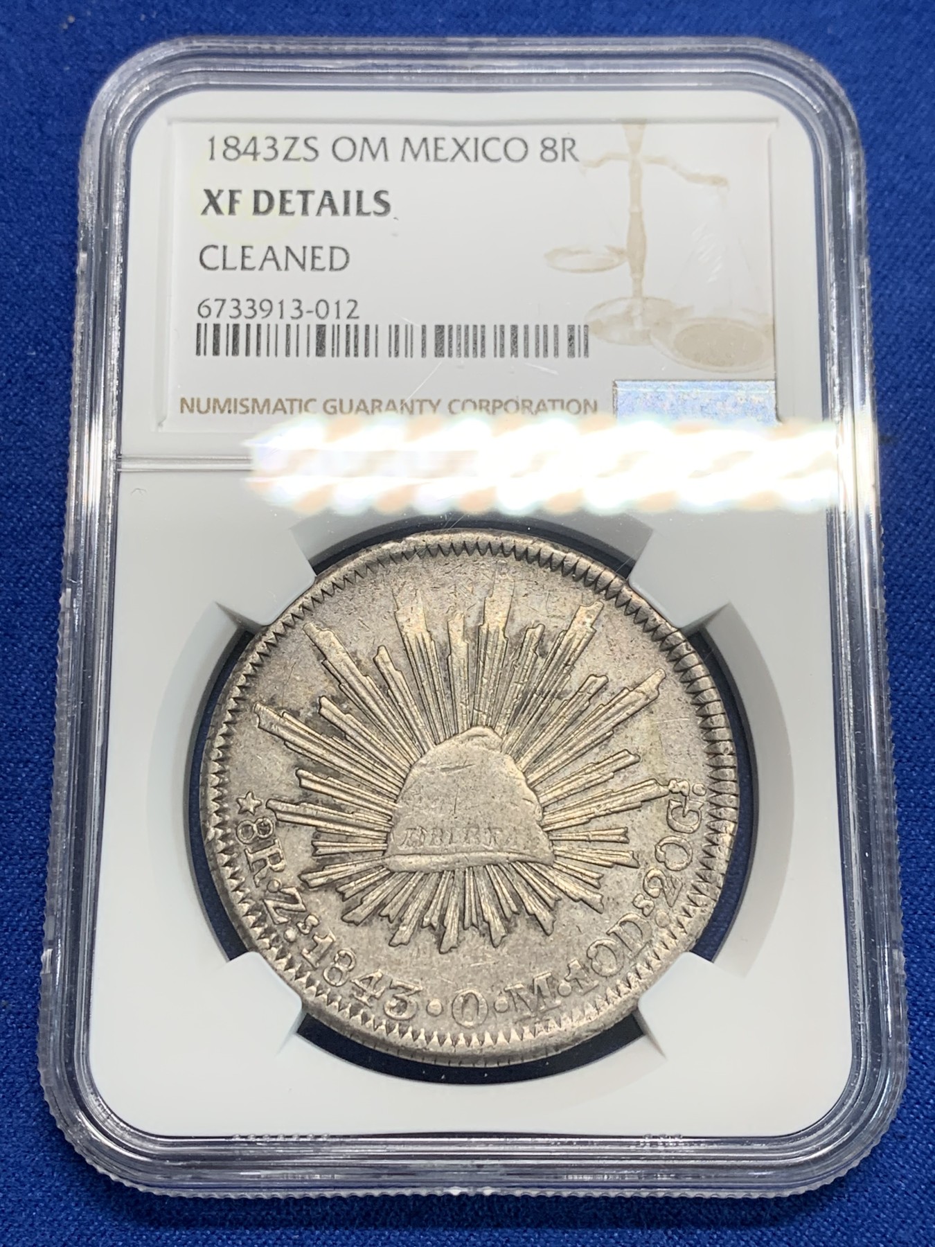 《竞宝斋》第242场-周日，周一 新年开场 (全场包邮) NGC-XFD 墨西哥早期鹰洋1843年 ZS OM 8R 40年代品相好的老鹰越来越少见 几乎没有清洗痕迹 再次送评出分的概率比较大