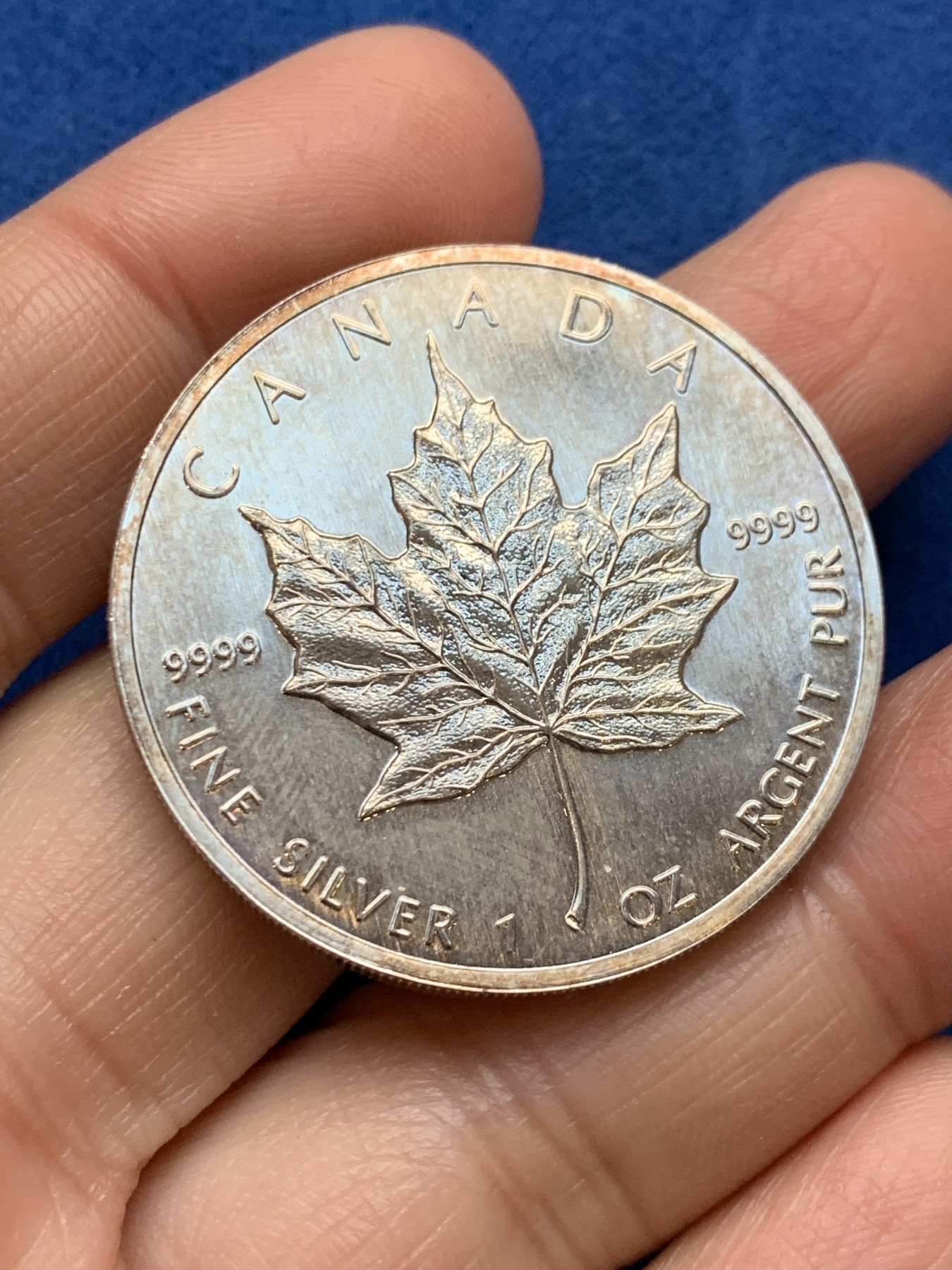 《竞宝斋》第242场-周日，周一 新年开场 (全场包邮) 加拿大1989年枫叶1盎司投资银币 9999银