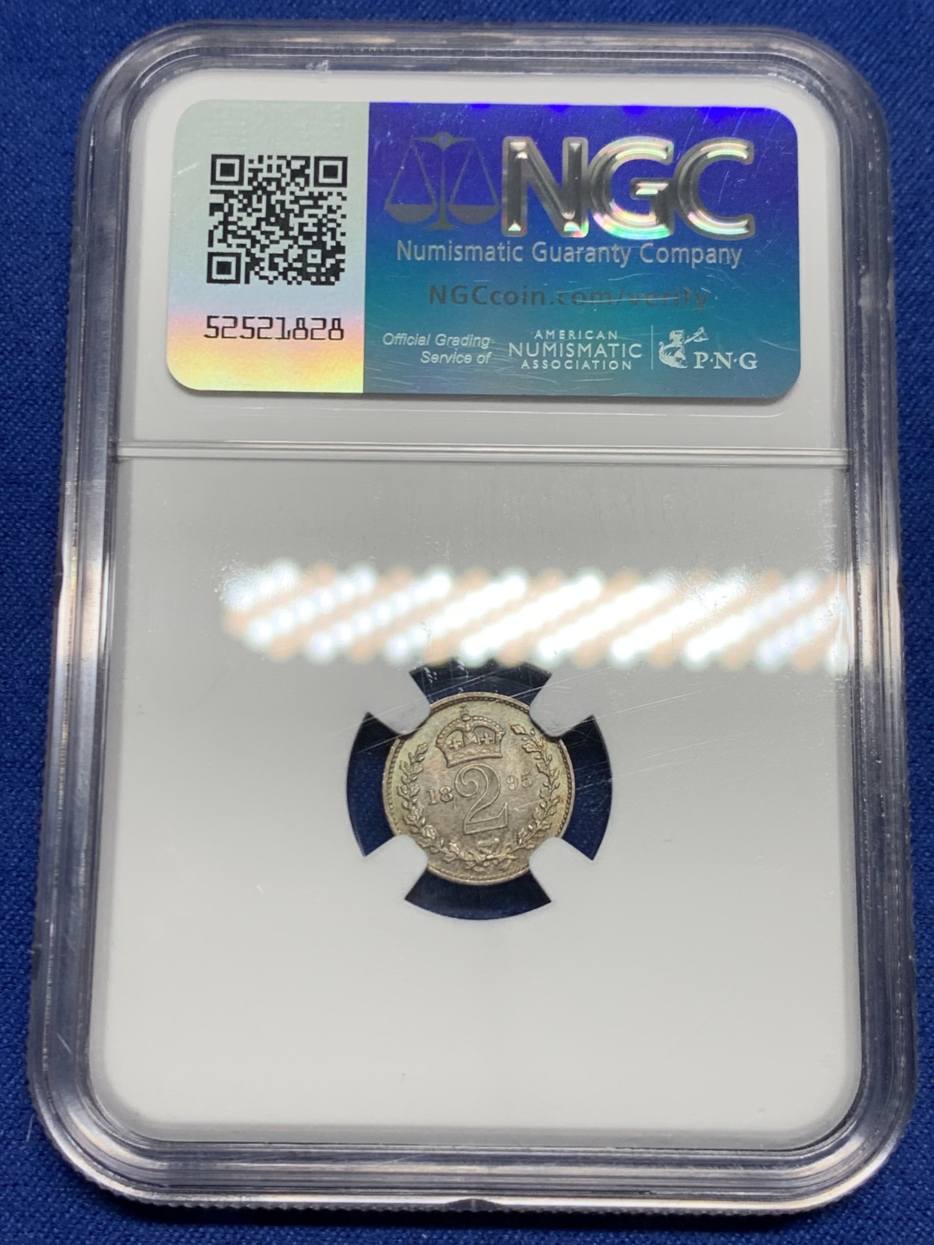 《竞宝斋》第242场-周日，周一 新年开场 (全场包邮) NGC MS64 英国1895年维多利亚批纱2便士灌足节银币