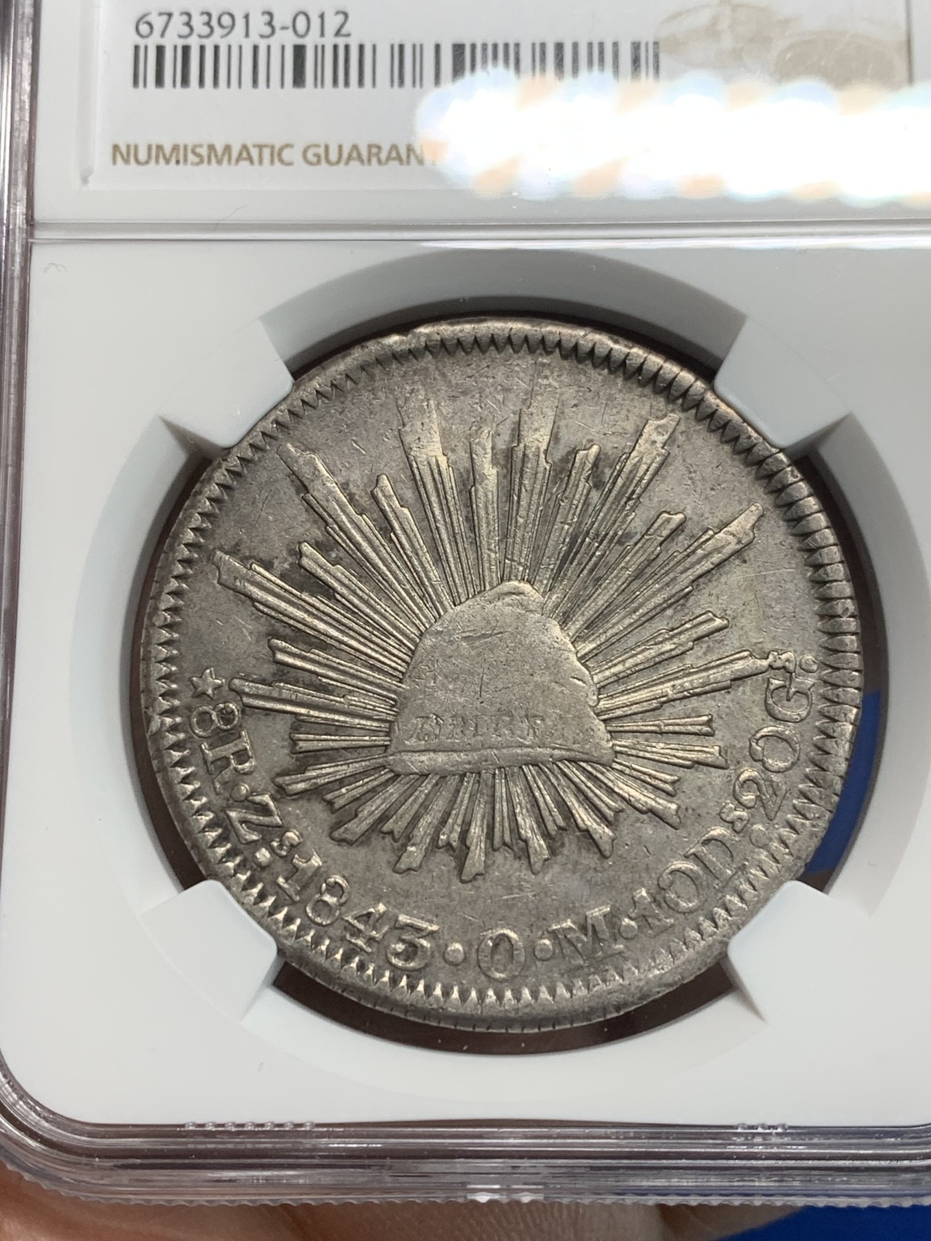 《竞宝斋》第242场-周日，周一 新年开场 (全场包邮) NGC-XFD 墨西哥早期鹰洋1843年 ZS OM 8R 40年代品相好的老鹰越来越少见 几乎没有清洗痕迹 再次送评出分的概率比较大