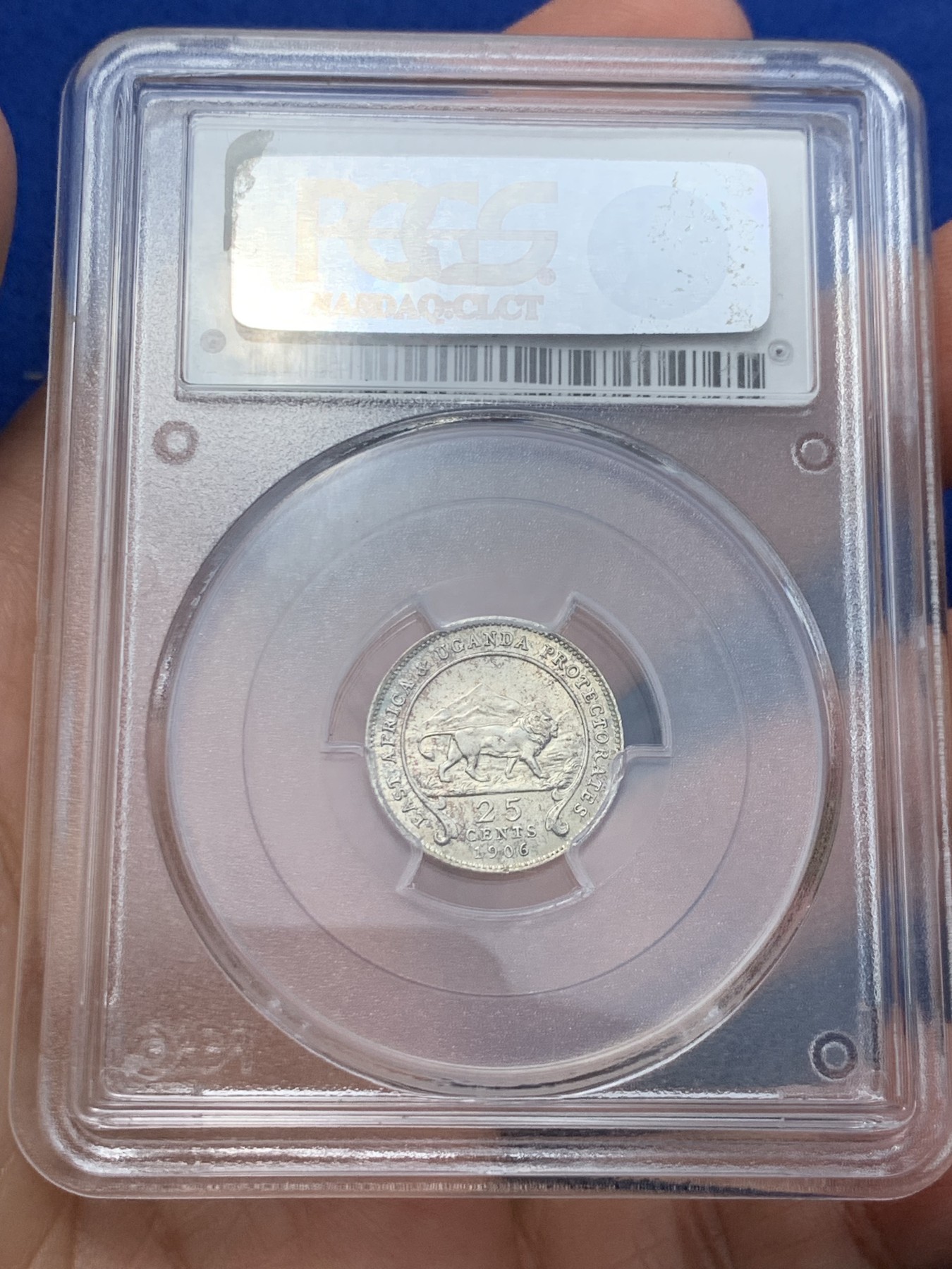 《竞宝斋》第242场-周日，周一 新年开场 (全场包邮) PCGS MS63 英属东非1906年爱德华七世25分银币 少见早期高银品种