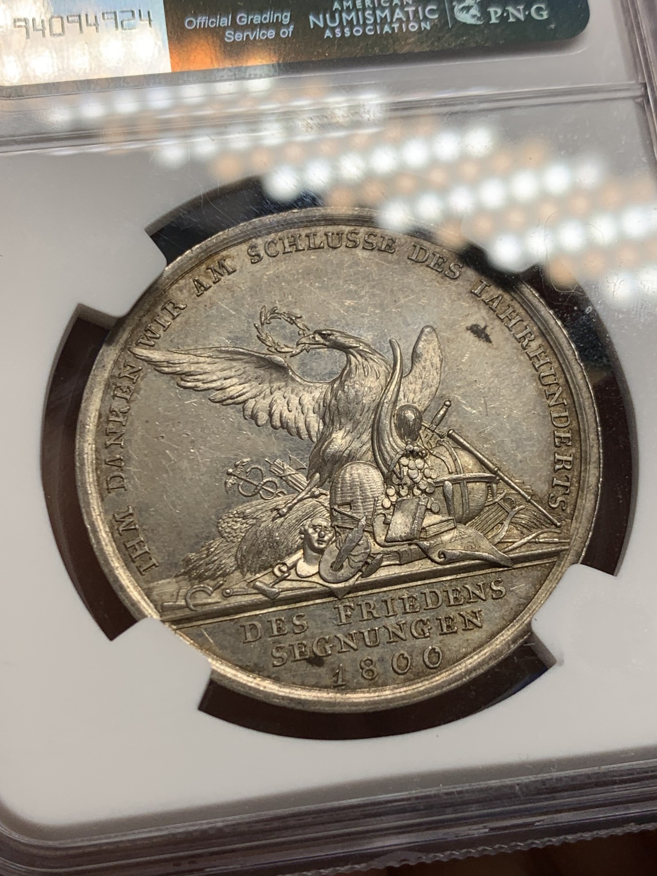 《竞宝斋》第242场-周日，周一 新年开场 (全场包邮) NGC MS62 德国 1800 普鲁士 威廉三世 新世纪 银章 高细节 难得品种