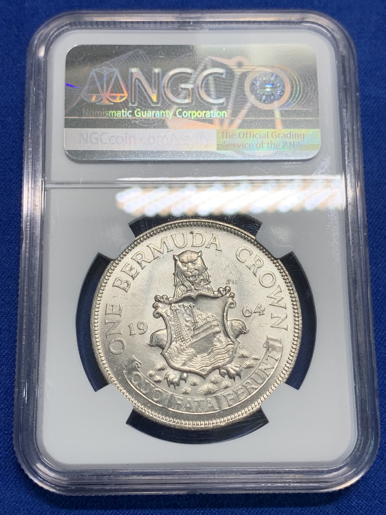 《竞宝斋》第242场-周日，周一 新年开场 (全场包邮) NGC-MS63 英属百慕大1964年伊丽莎白二世青年头像克朗银币 经典女王头像