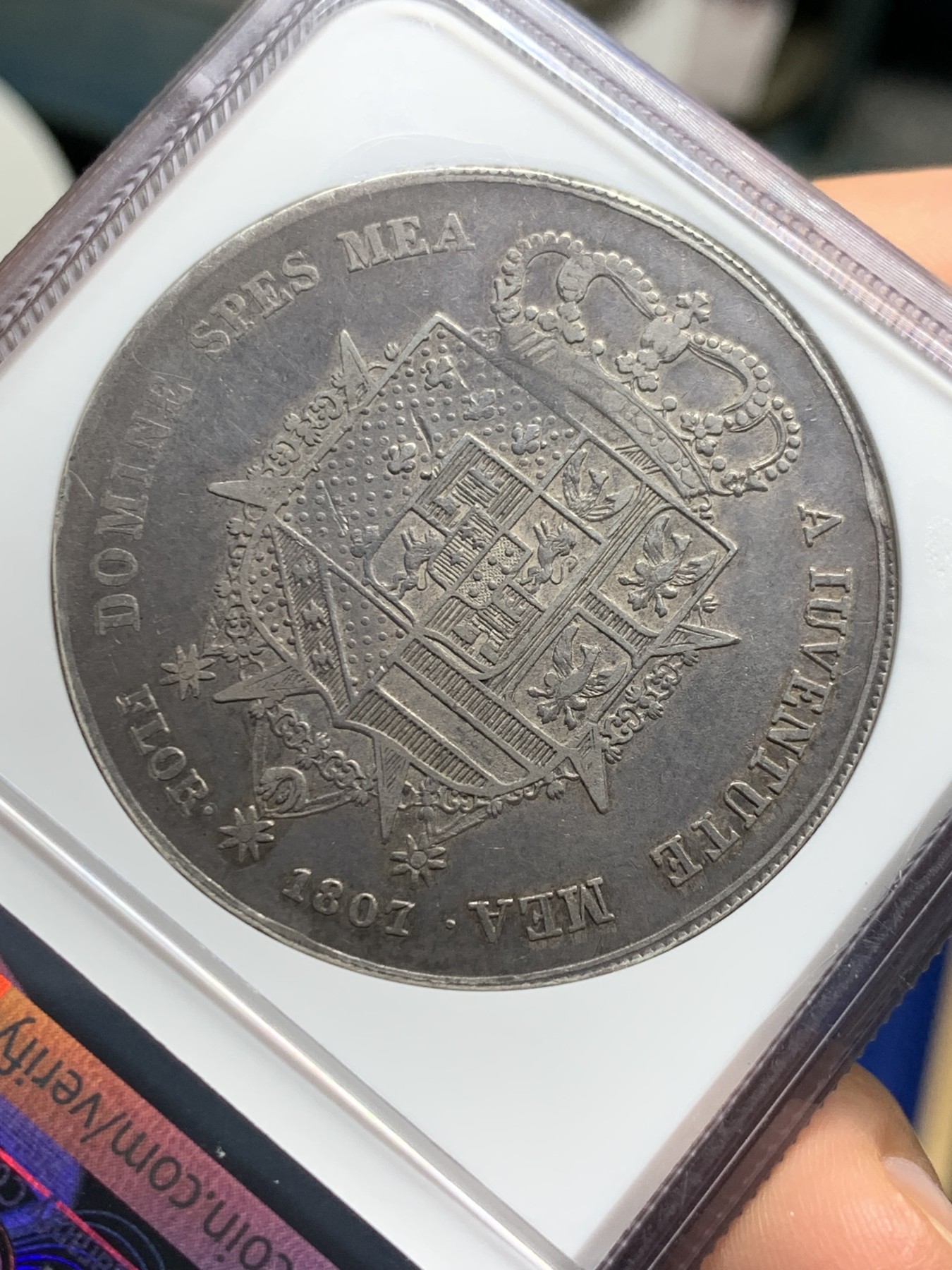 《竞宝斋》第242场-周日，周一 新年开场 (全场包邮) NGC-VF30 1807年意大利邦国托斯卡纳10里拉 母子头像大银币 NGC盒子加厚