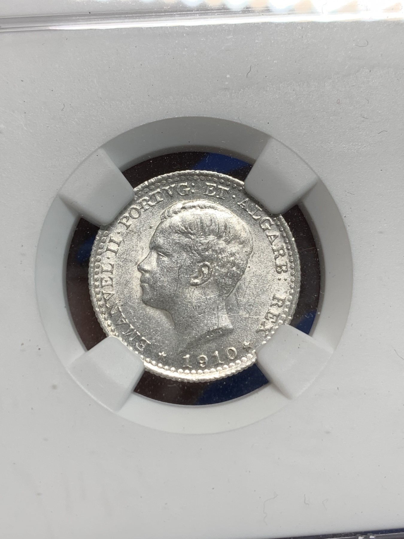 《竞宝斋》第242场-周日，周一 新年开场 (全场包邮) NGC MS61 葡萄牙 1910年 100瑞斯 银币