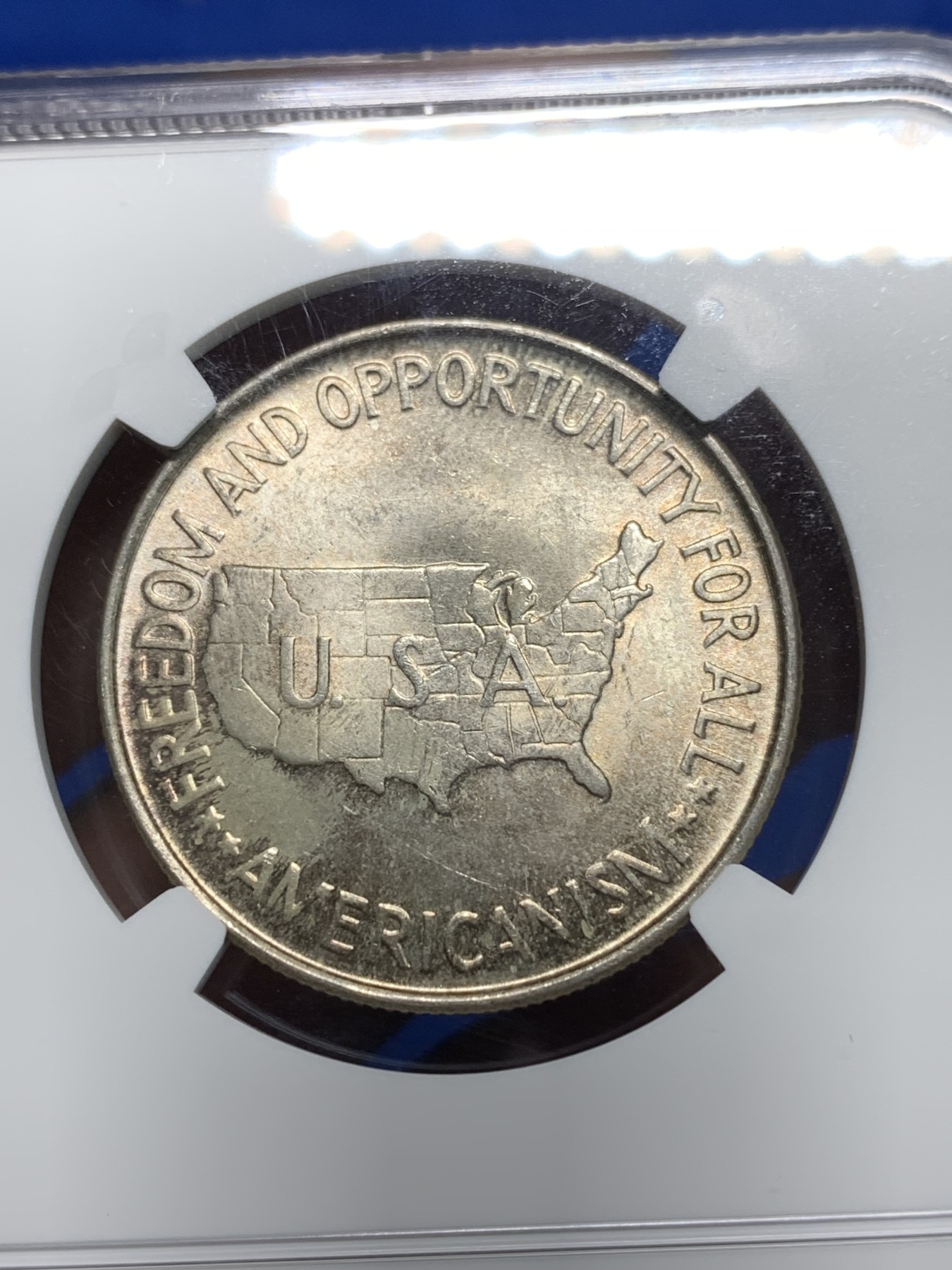 《竞宝斋》第242场-周日，周一 新年开场 (全场包邮) NGC MS64 美国1952年华盛顿卡佛半美元银币