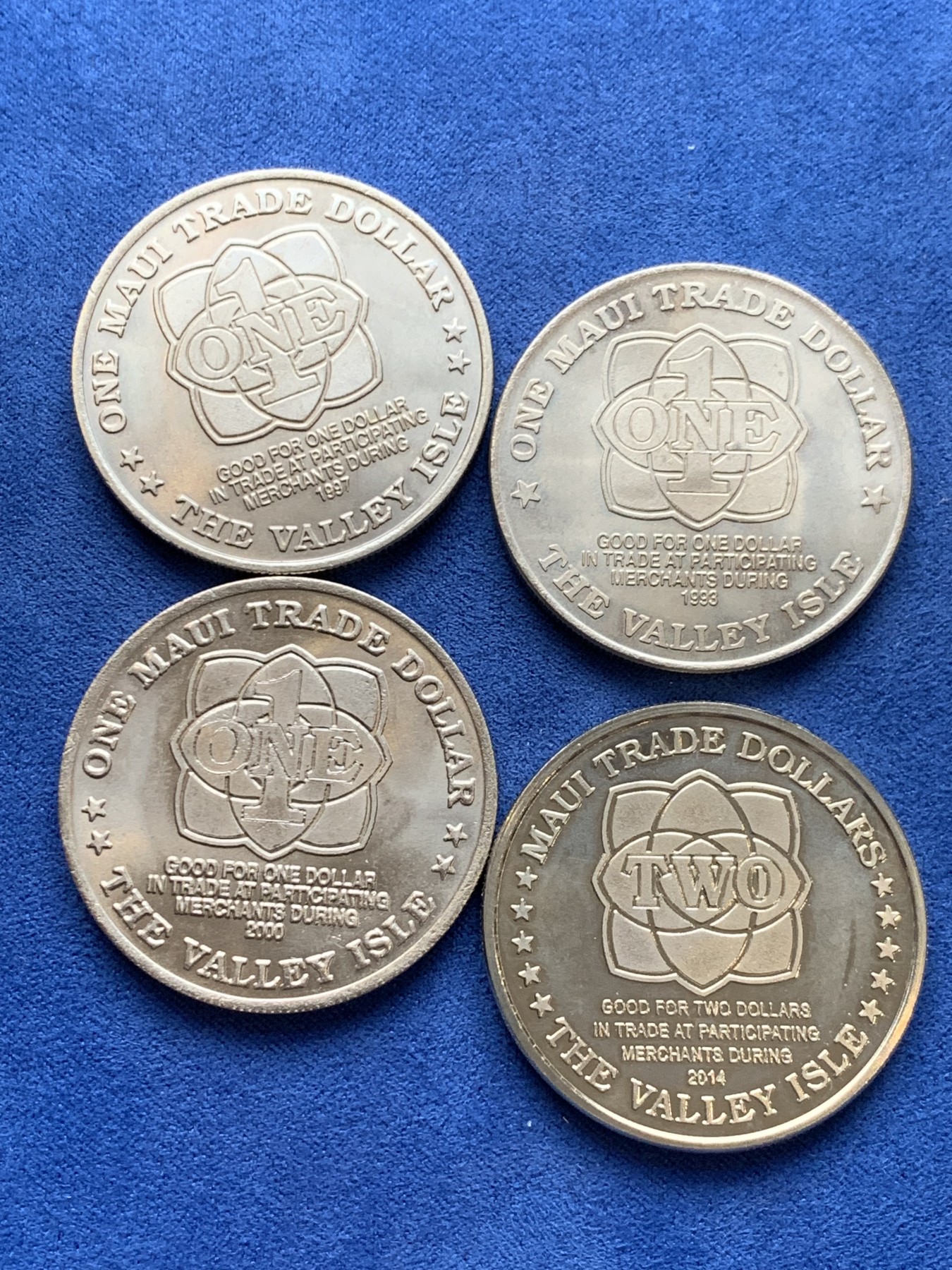 《竞宝斋》第242场-周日，周一 新年开场 (全场包邮) 4枚一组 美国夏威夷州贸易币