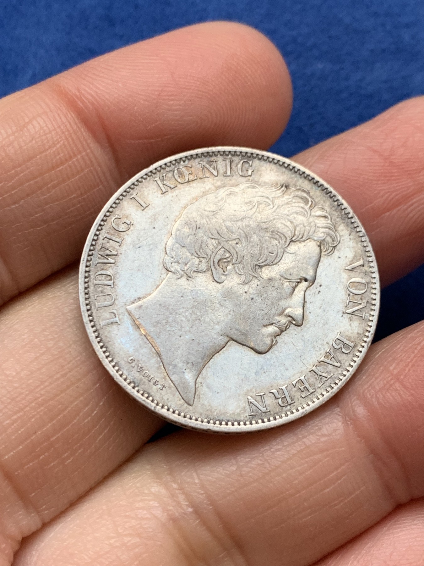 《竞宝斋》第242场-周日，周一 新年开场 (全场包邮) 德国1841年巴伐利亚1盾银币 原味好细节