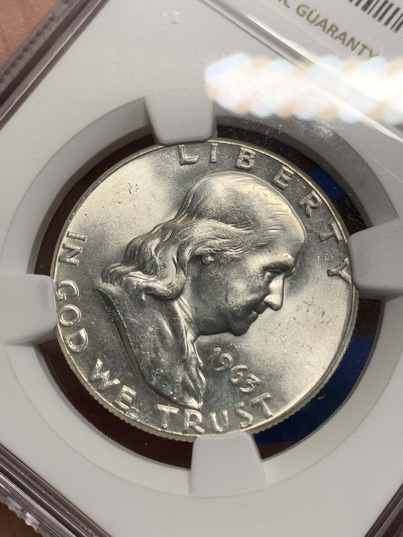 《竞宝斋》第242场-周日，周一 新年开场 (全场包邮) NGC MS63 美国1963年华盛顿大笨钟50分银币 高银版