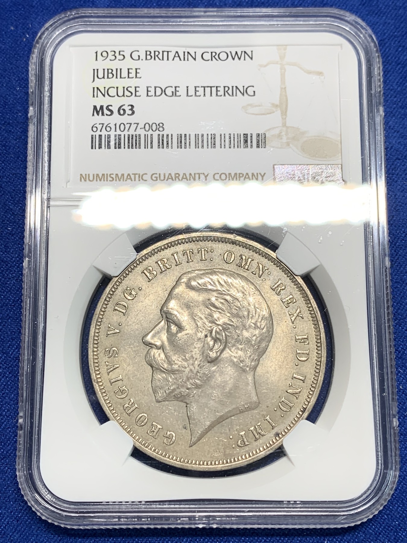 《竞宝斋》第242场-周日，周一 新年开场 (全场包邮) NGC MS63 英国 1935年 乔治五世木马剑1克朗银币