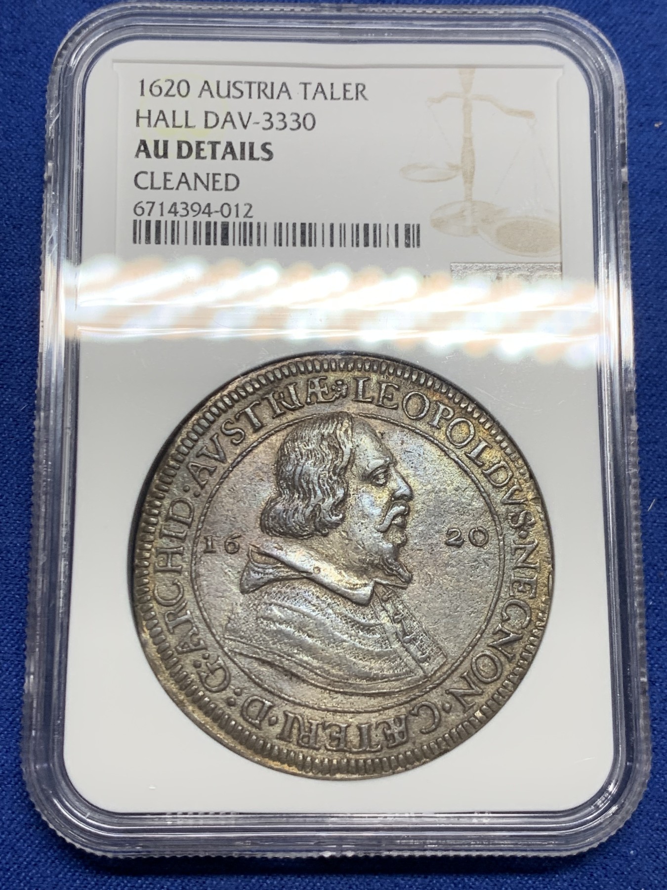《竞宝斋》第242场-周日，周一 新年开场 (全场包邮) NGC-AUD 神圣罗马帝国 1620年 1泰勒大银币 霍尔造币厂 磨损少 400年历史一手掌握