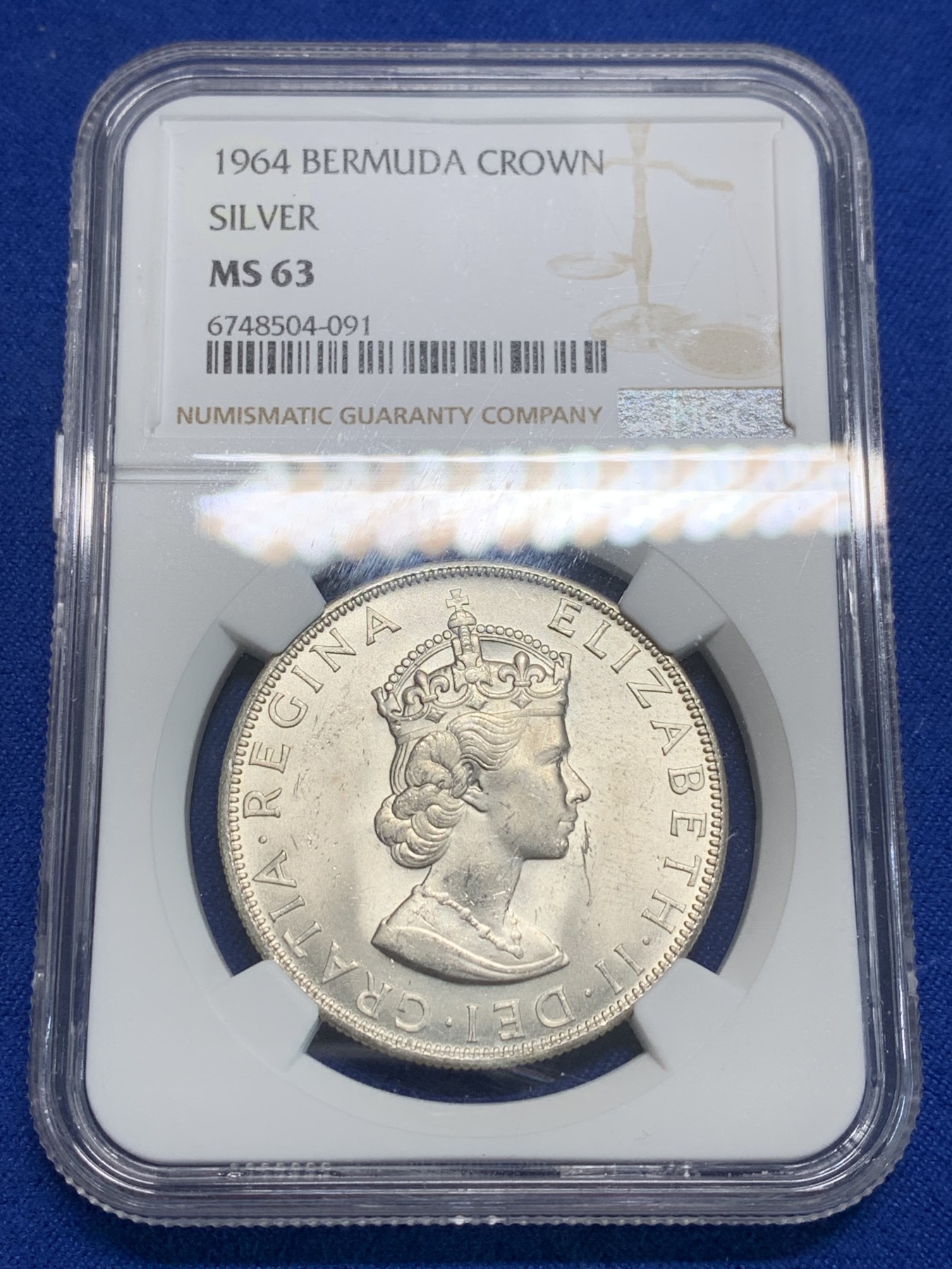 《竞宝斋》第242场-周日，周一 新年开场 (全场包邮) NGC-MS63 英属百慕大1964年伊丽莎白二世青年头像克朗银币 经典女王头像