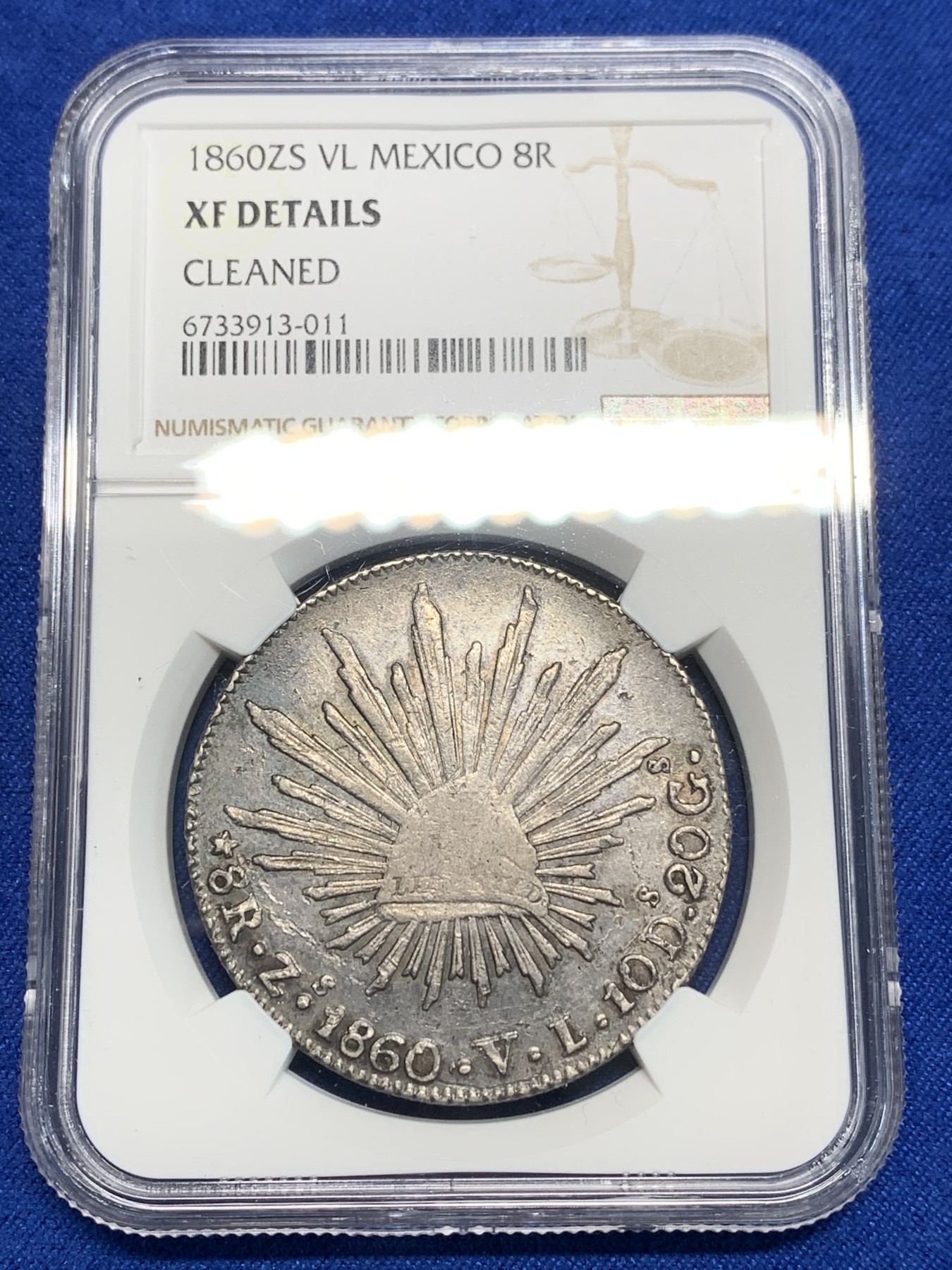《竞宝斋》第242场-周日，周一 新年开场 (全场包邮) NGC-XFD 墨西哥早期鹰洋1860年 ZS VL 8R 带包浆品相好