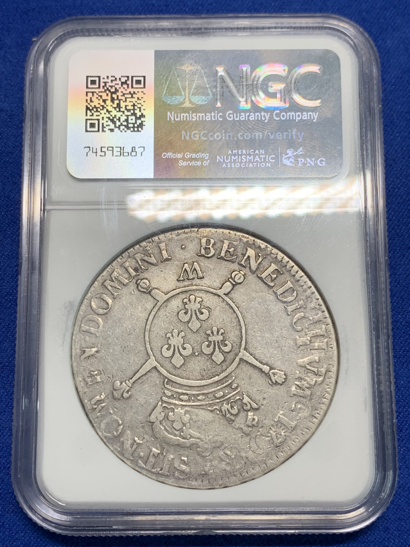 《竞宝斋》第242场-周日，周一 新年开场 (全场包邮) NGC VFD 法国1701太阳王路易十四 1埃居银币 复打明显