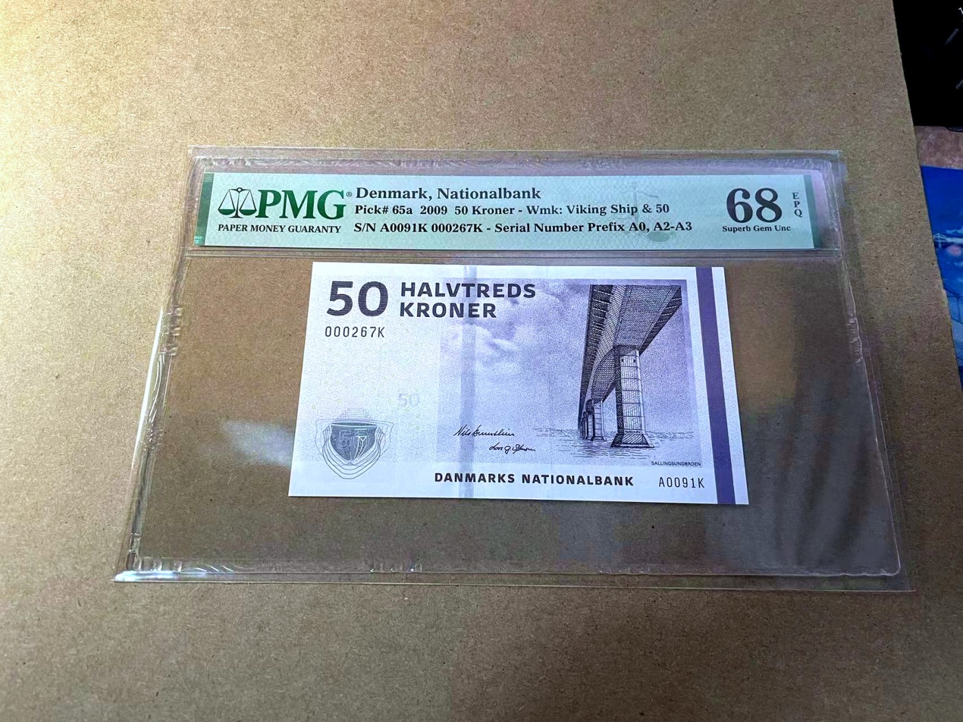 【Blue Auction】✨世界纸币精拍第437期【精】 【A0冠267小号】丹麦 2009年50克朗 PMG68EPQ 超高分