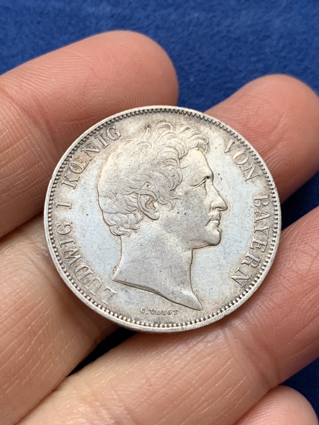 《竞宝斋》第242场-周日，周一 新年开场 (全场包邮) 德国1841年巴伐利亚1盾银币 原味好细节