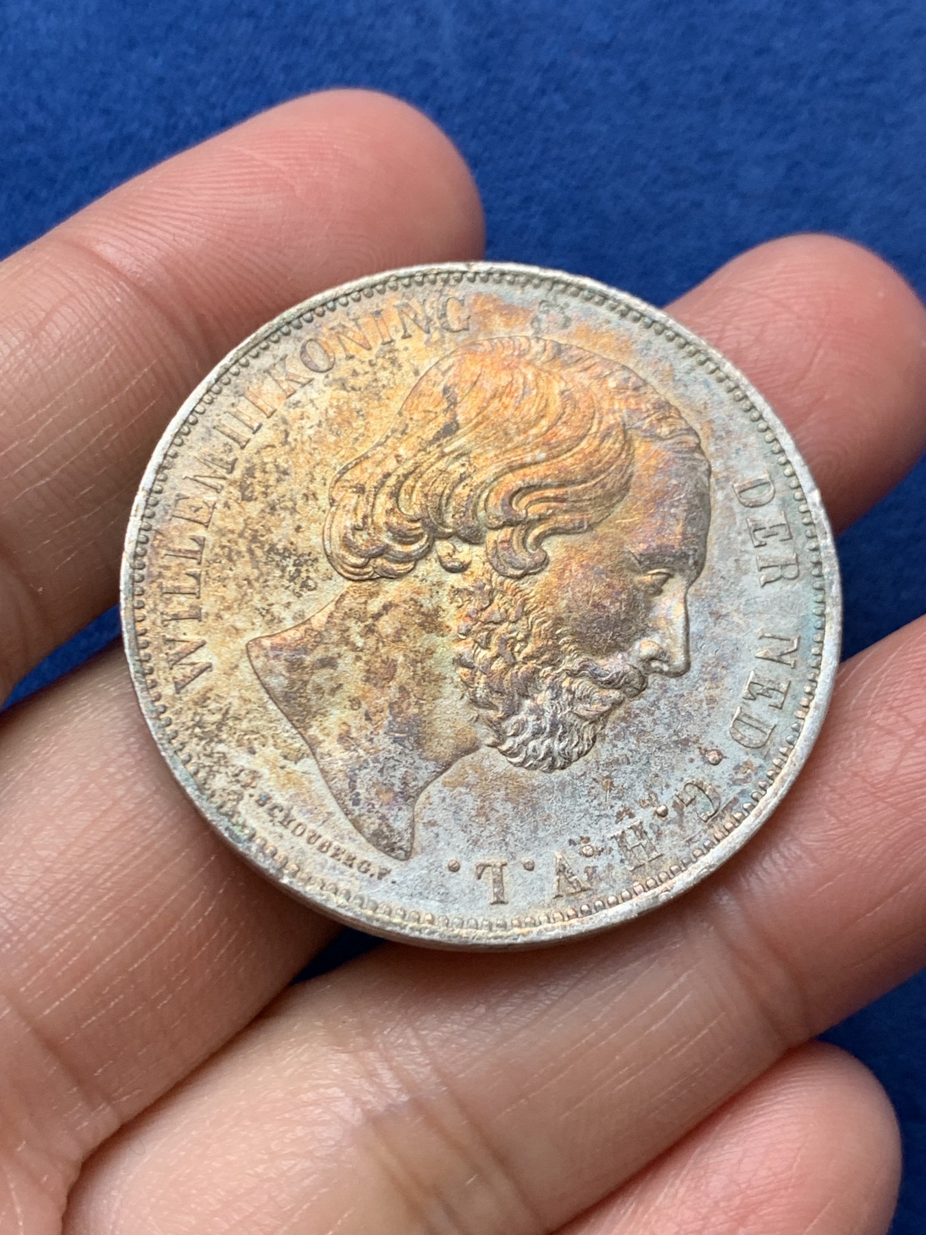 《竞宝斋》第242场-周日，周一 新年开场 (全场包邮) 荷兰1874年威廉三世2.5盾大银币 945银 细节不错