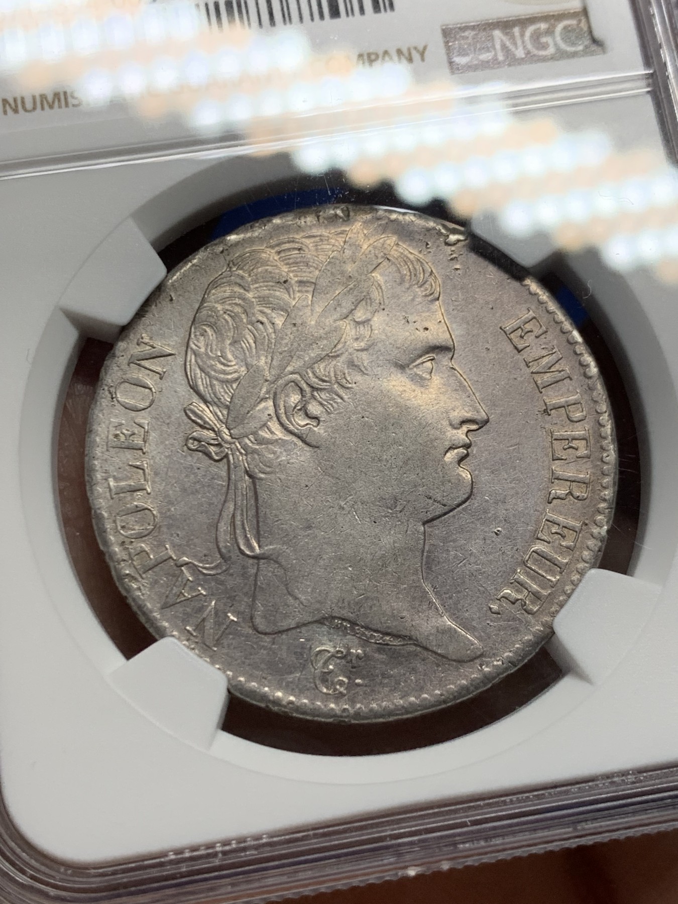 《竞宝斋》第242场-周日，周一 新年开场 (全场包邮) 名誉品 NGC AU 法国 1815年 拿破仑一世 百日王朝 5法郎银币 从3月20日返回法国到6月18日滑铁卢战败 不足百日 发行量极少 也是拿一收藏难点所在 不可错过