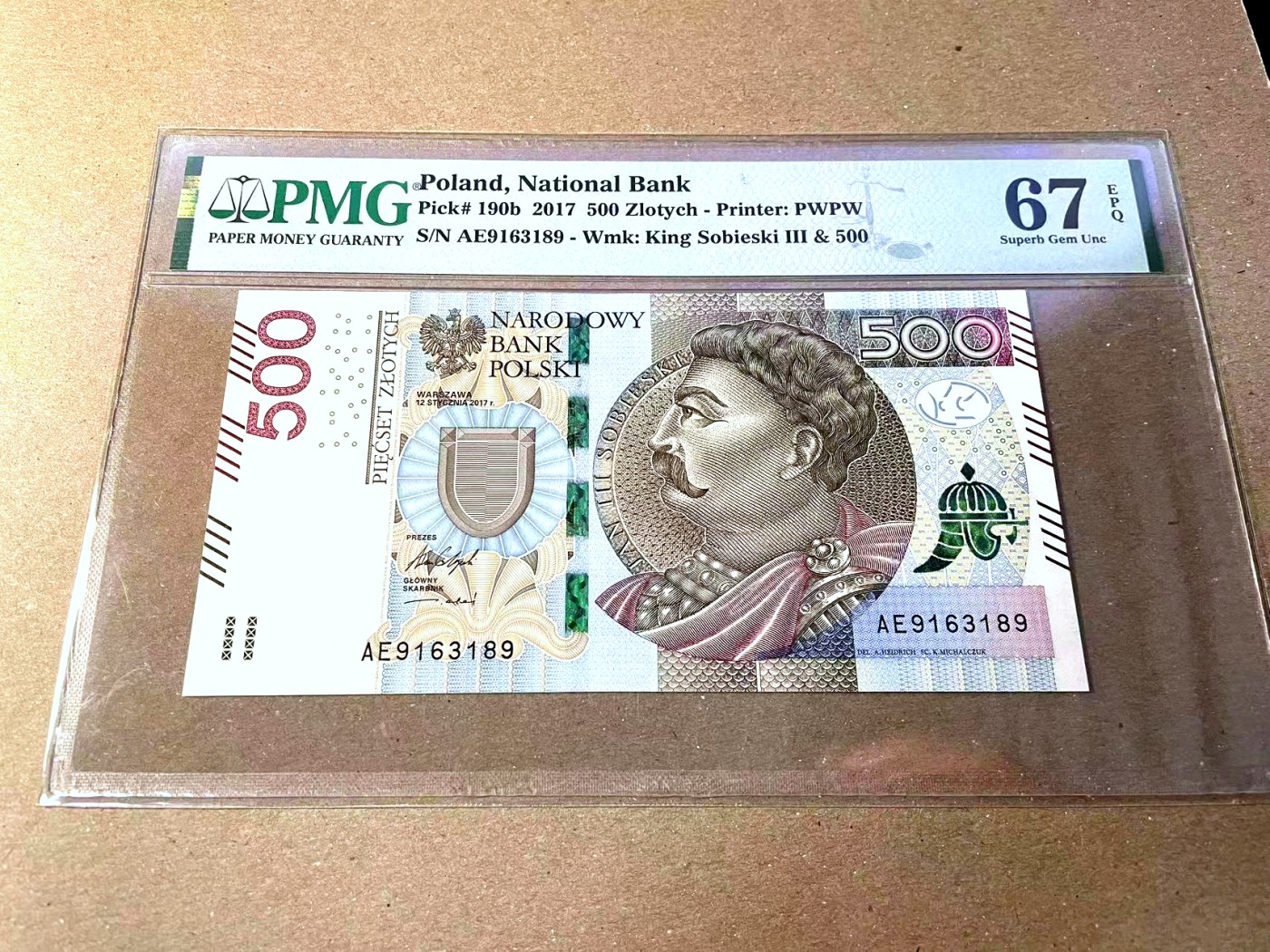 【Blue Auction】✨世界纸币精拍第437期【精】 【无47】波兰 2017年500兹罗提 PMG67EPQ 高分