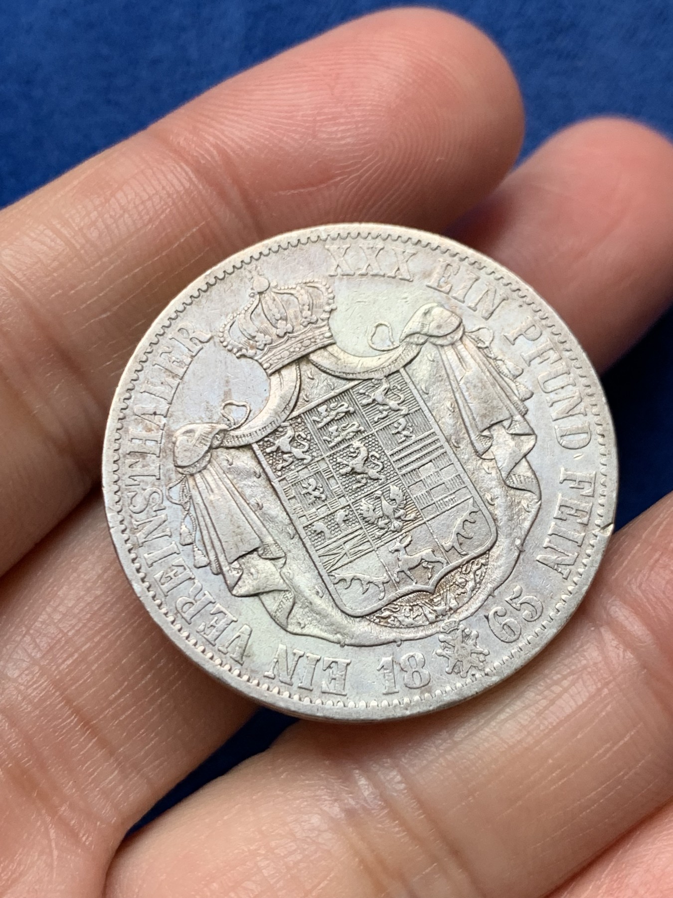 《竞宝斋》第242场-周日，周一 新年开场 (全场包邮) 德国1865年布伦瑞克1泰勒银币