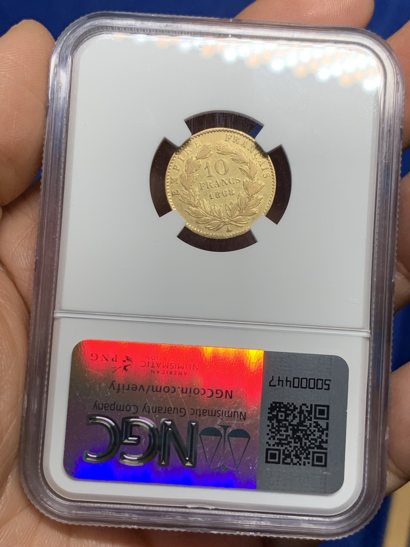 《竞宝斋》第242场-周日，周一 新年开场 (全场包邮) NGC VF30 法国1868年A版拿破仑三世10法郎金币