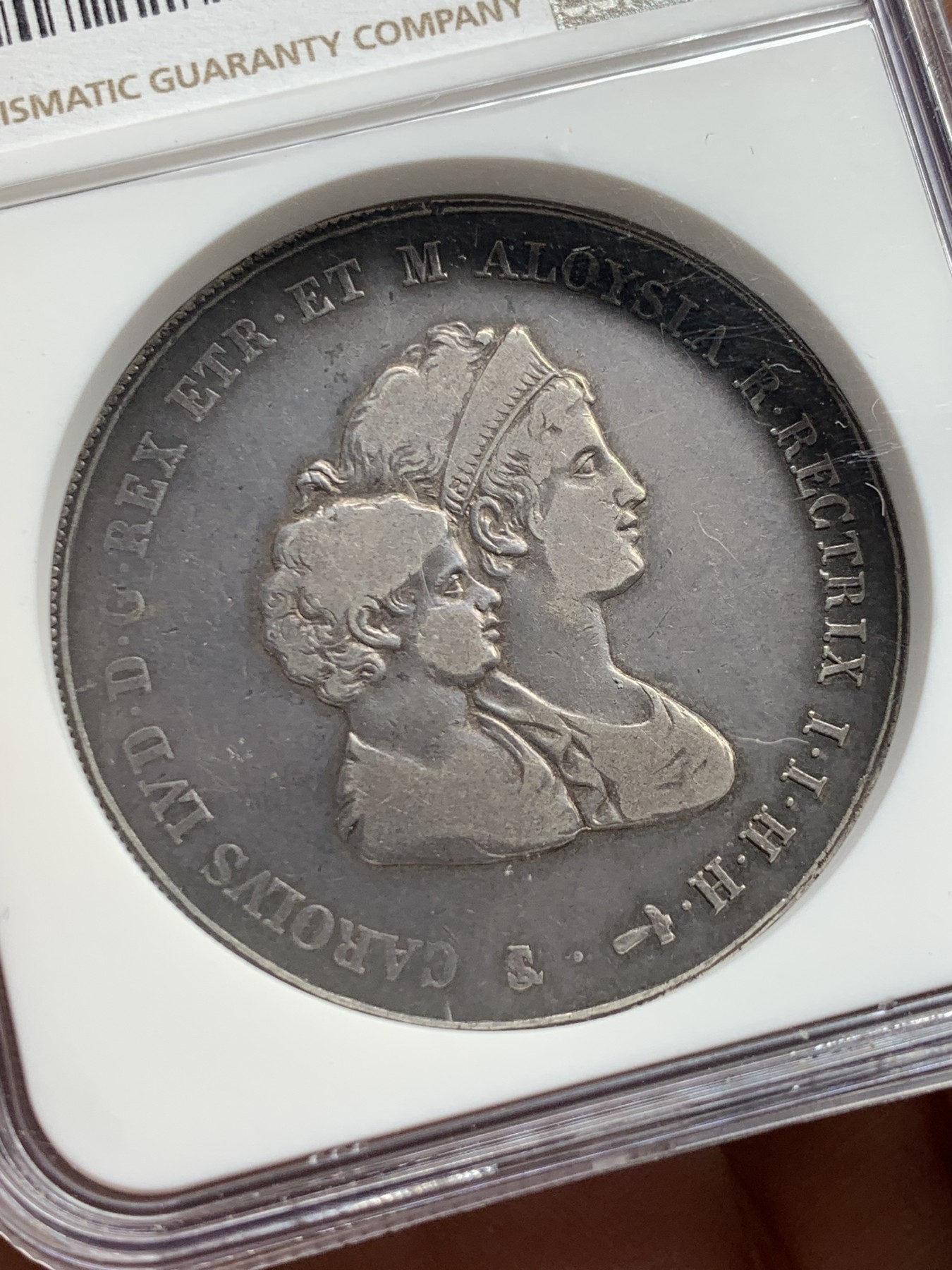 《竞宝斋》第242场-周日，周一 新年开场 (全场包邮) NGC-VF30 1807年意大利邦国托斯卡纳10里拉 母子头像大银币 NGC盒子加厚