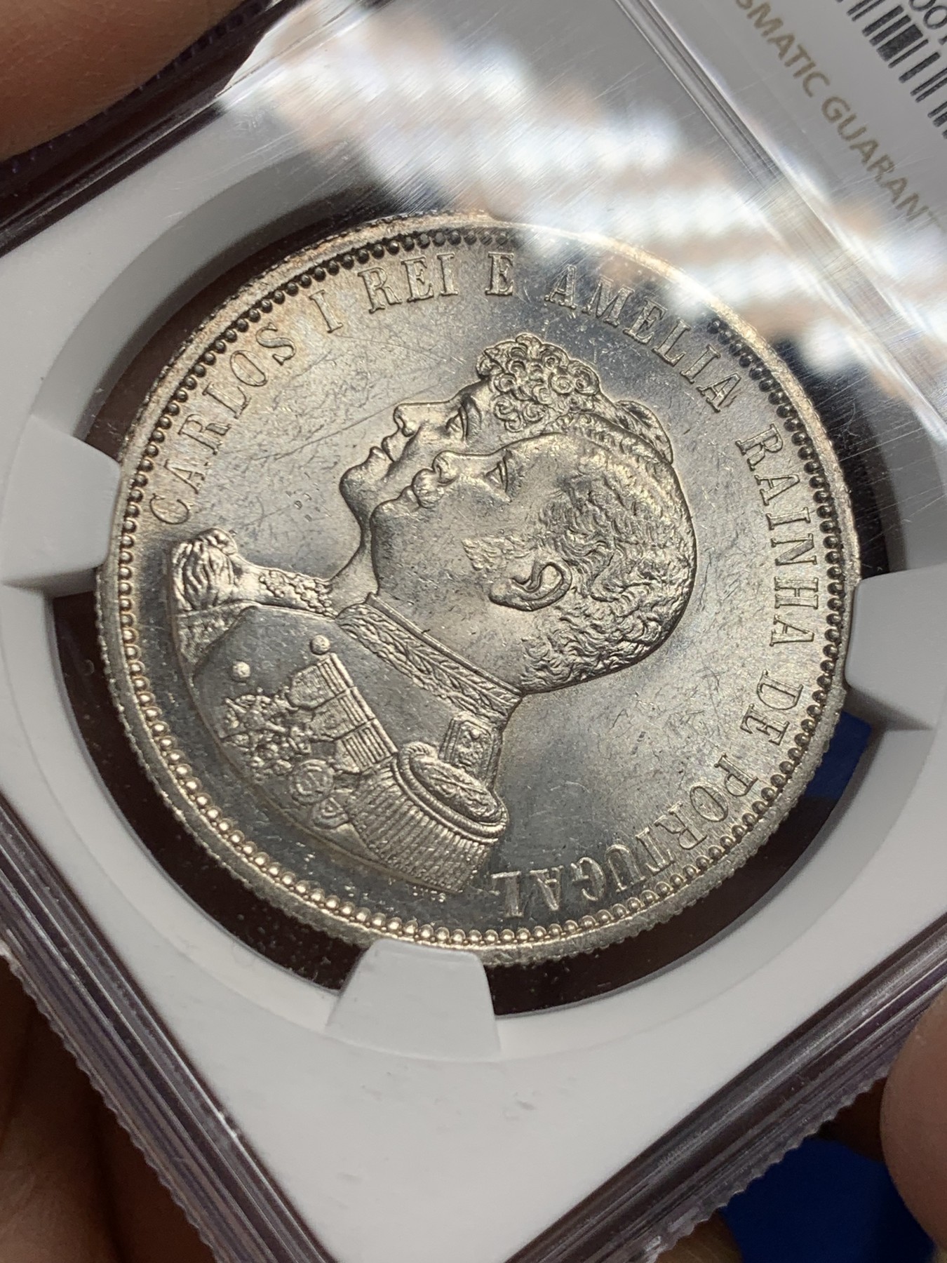 《竞宝斋》第242场-周日，周一 新年开场 (全场包邮) NGC UNC 葡萄牙1898年发现印度戎装版1000瑞斯大银币