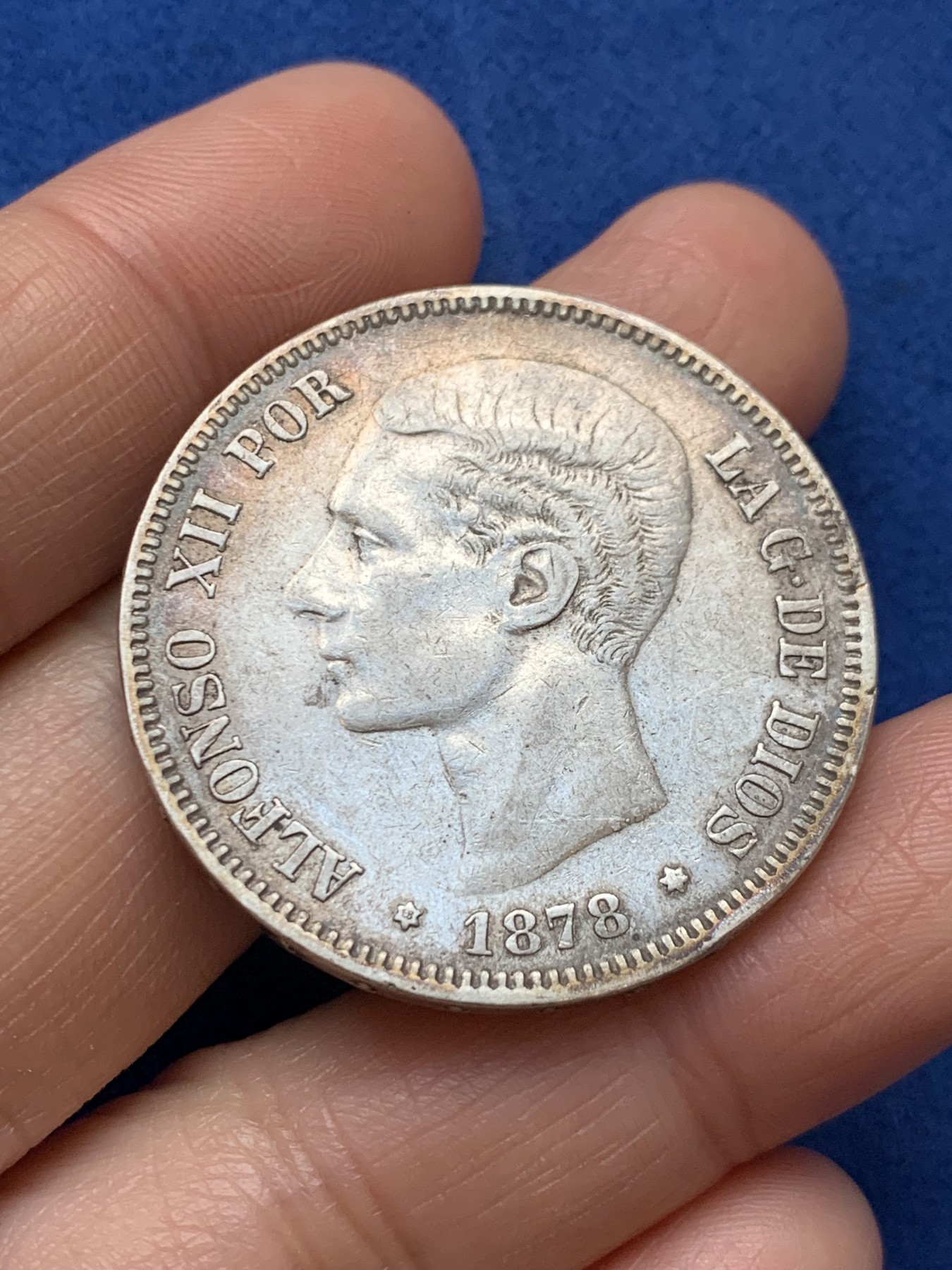 《竞宝斋》第242场-周日，周一 新年开场 (全场包邮) 西班牙1878阿方索十二世5比塞塔银币