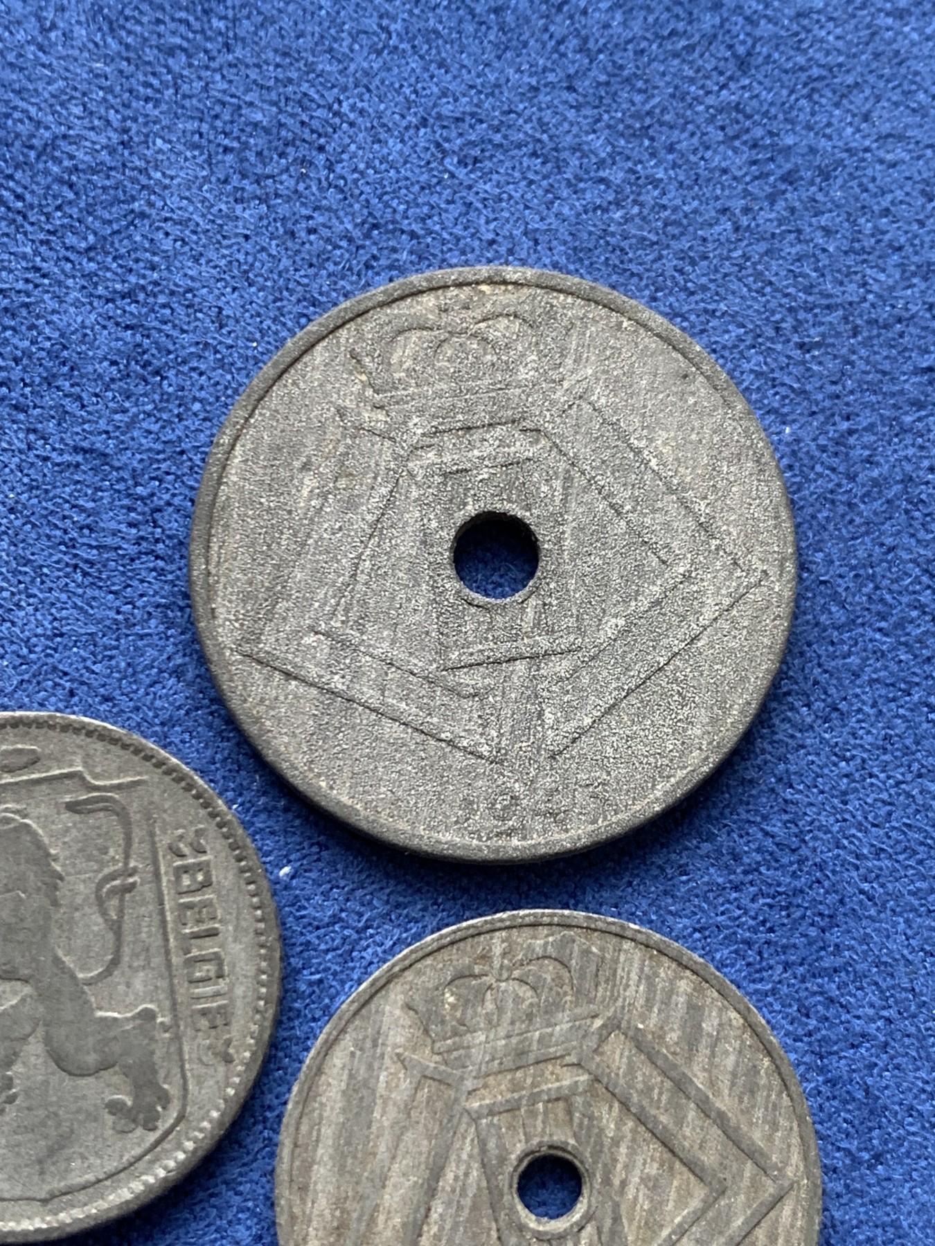 《竞宝斋》第242场-周日，周一 新年开场 (全场包邮) 3枚一组 1941年比利时傀儡政府时期1法郎锌币+25分锌币+10分锌币