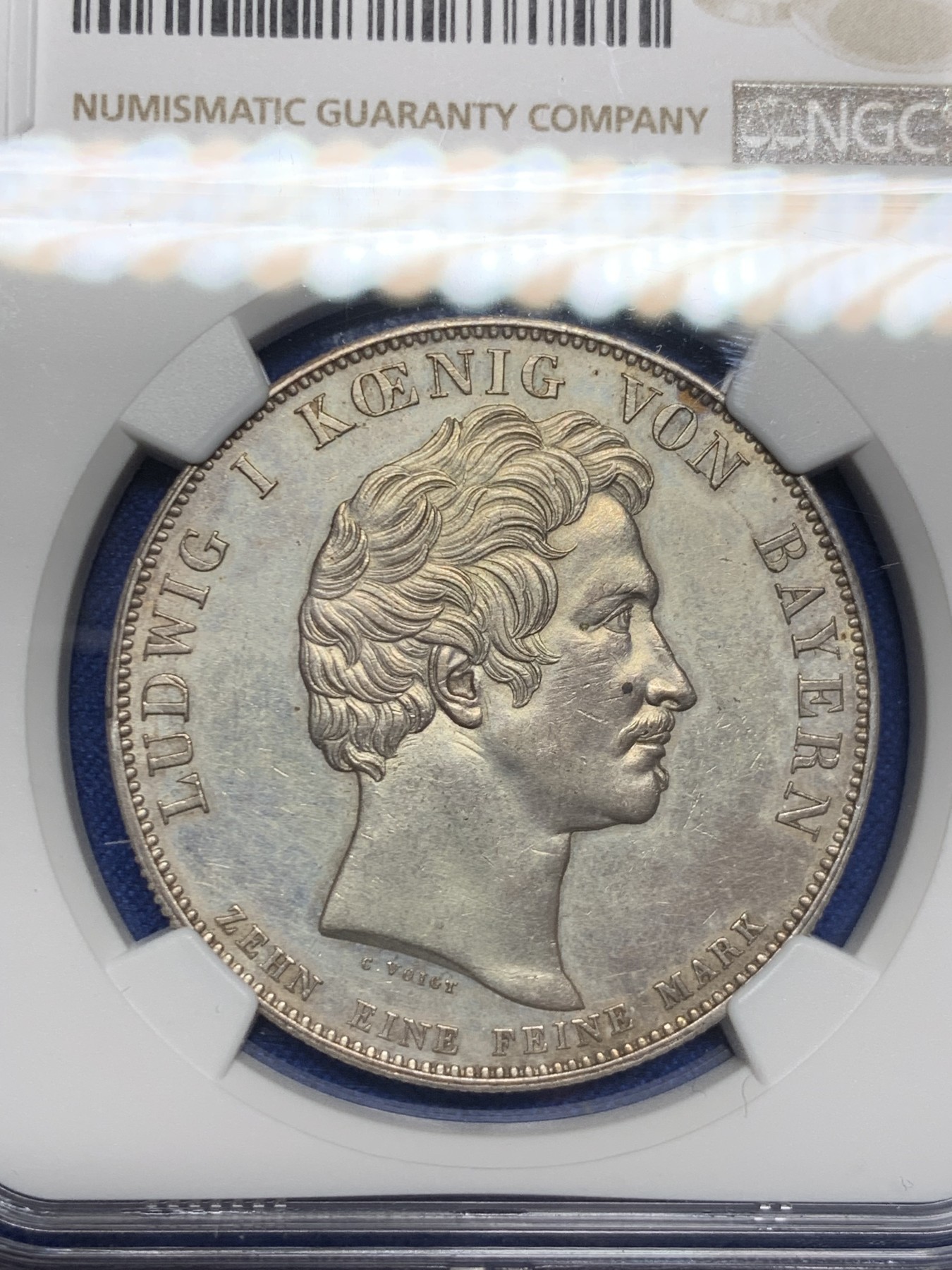 《竞宝斋》第242场-周日，周一 新年开场 (全场包邮) NGC UNC 德国 1826 巴伐利亚 赖兴巴赫和弗劳恩霍夫 泰勒大银币 底板光好带彩