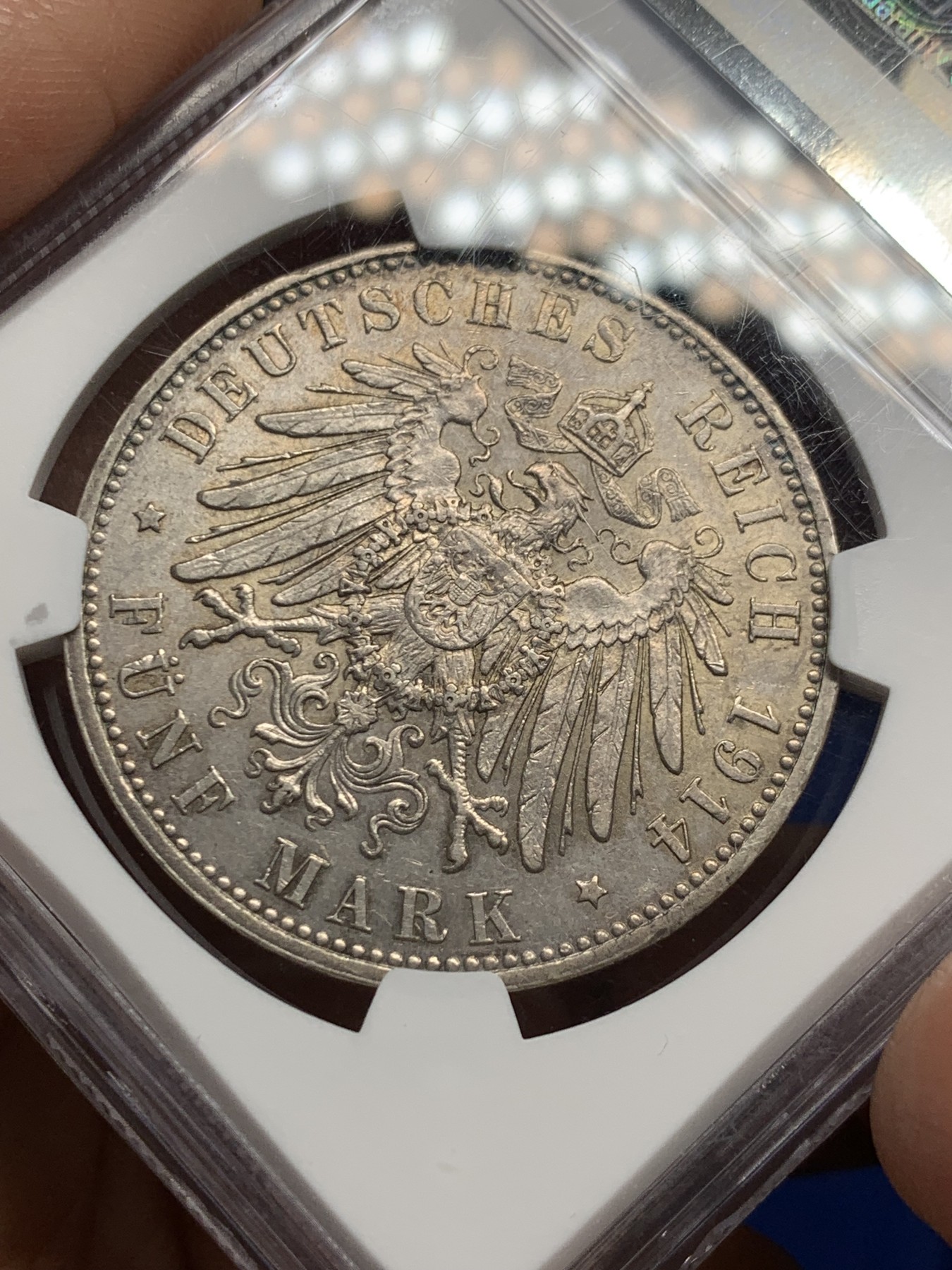 《竞宝斋》第242场-周日，周一 新年开场 (全场包邮) NGC-AU58 德国1914年巴伐利亚路德维希三世5马克银币