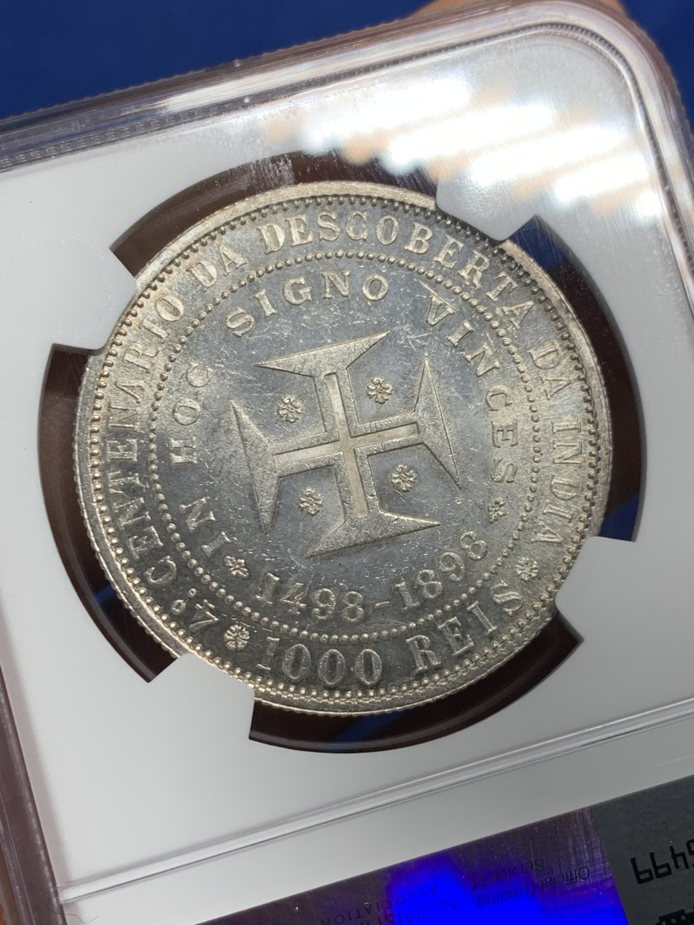 《竞宝斋》第242场-周日，周一 新年开场 (全场包邮) NGC UNC 葡萄牙1898年发现印度戎装版1000瑞斯大银币