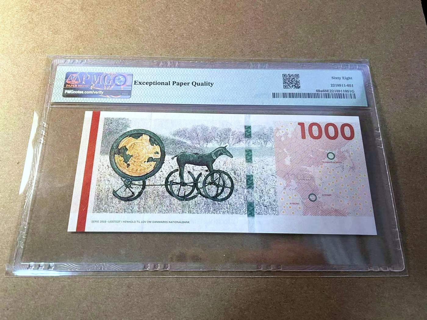【Blue Auction】✨世界纸币精拍第437期【精】 【A0冠46小号】丹麦 2011年1000克朗 PMG68EPQ 超高分