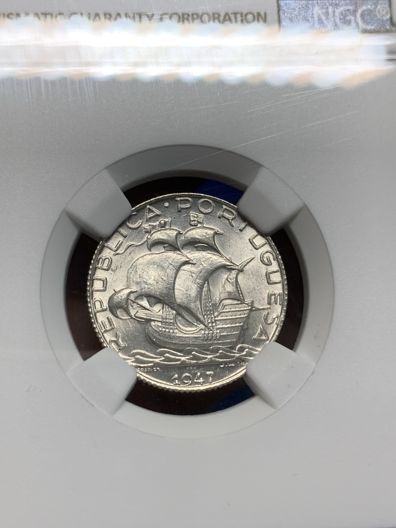 《竞宝斋》第242场-周日，周一 新年开场 (全场包邮) NGC MS66 葡萄牙1947年帆船2.5埃斯库多银币 少见年份