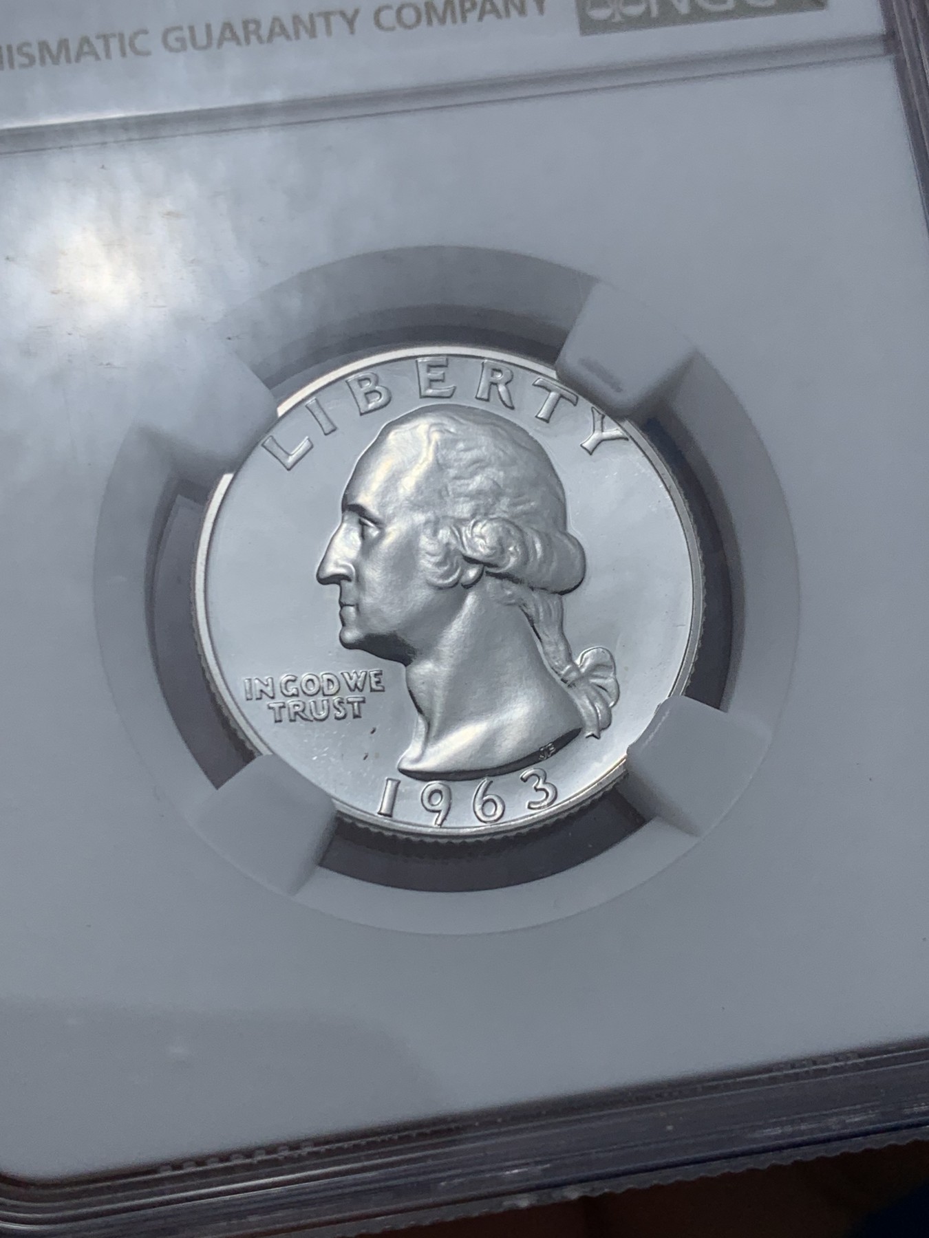 《竞宝斋》第242场-周日，周一 新年开场 (全场包邮) NGC PF67 美国1963年华盛顿25分银币 少见精制版本 67分高分