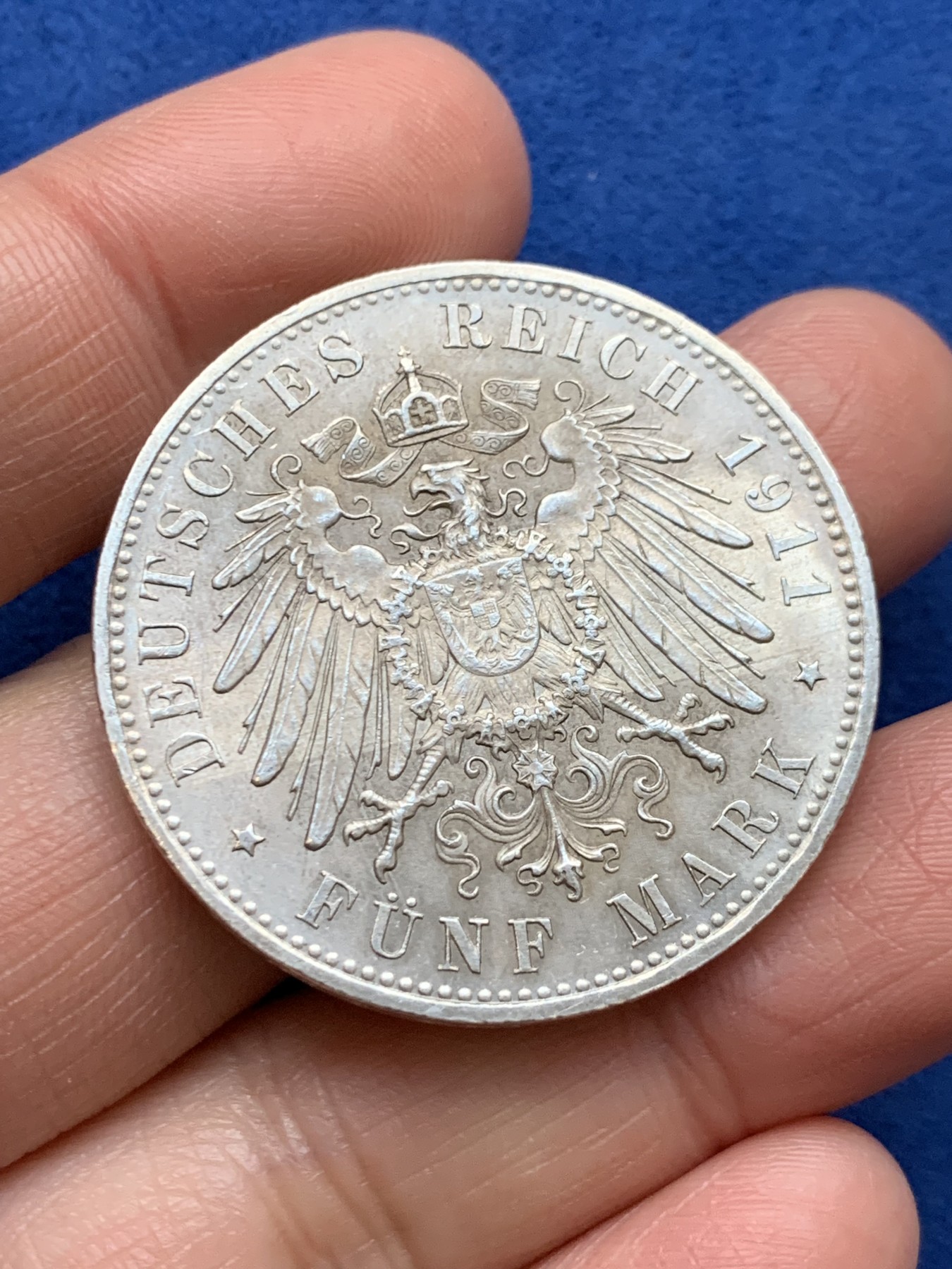 《竞宝斋》第242场-周日，周一 新年开场 (全场包邮) 3枚一组 德国巴伐利亚1911年利奥波德银币 2马克+3马克+5马克 原味带底光无磕